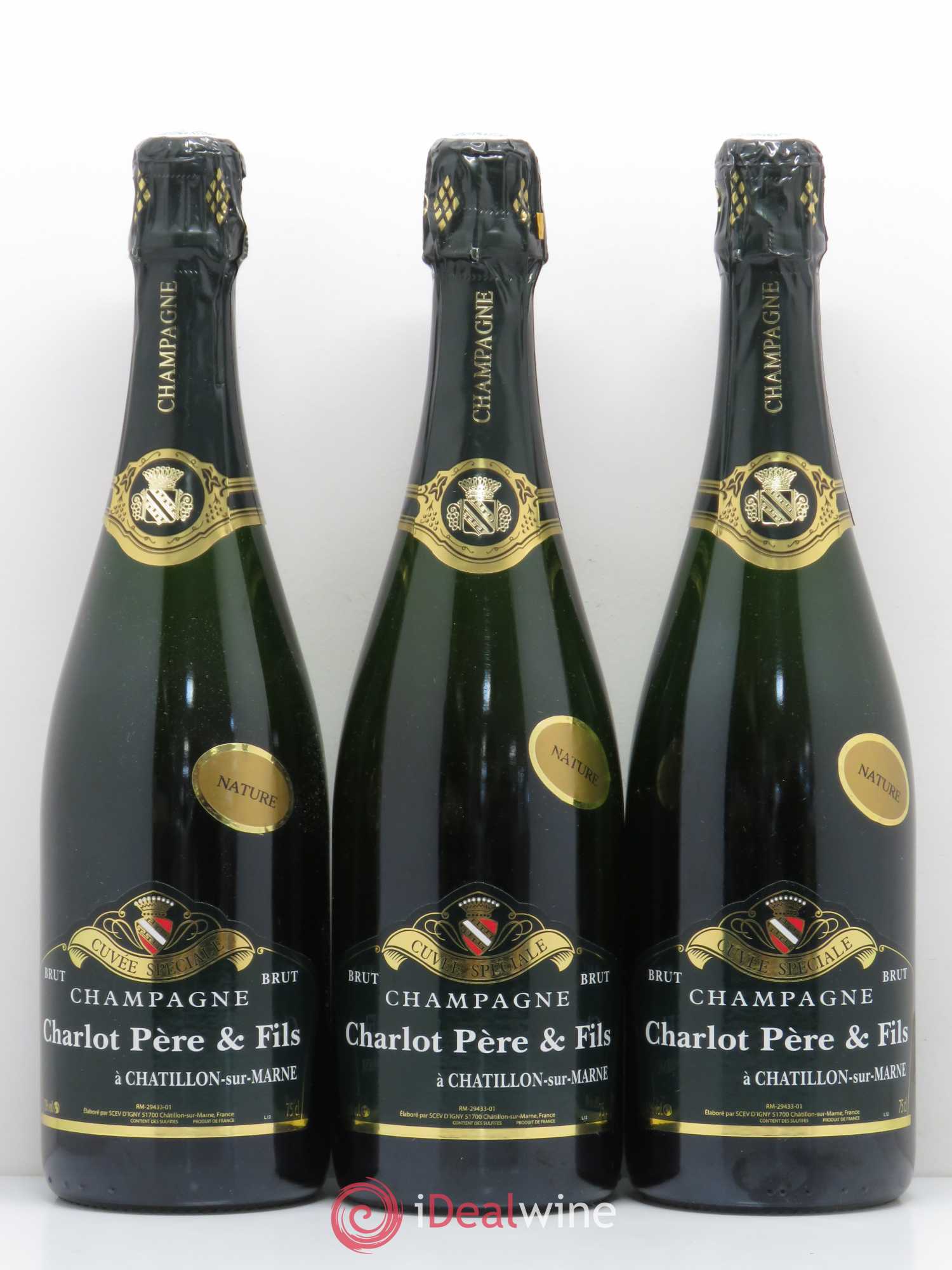 Brut Nature Charlot Père & Fils (sans prix de réserve) - Lot de 3 bouteilles - 0