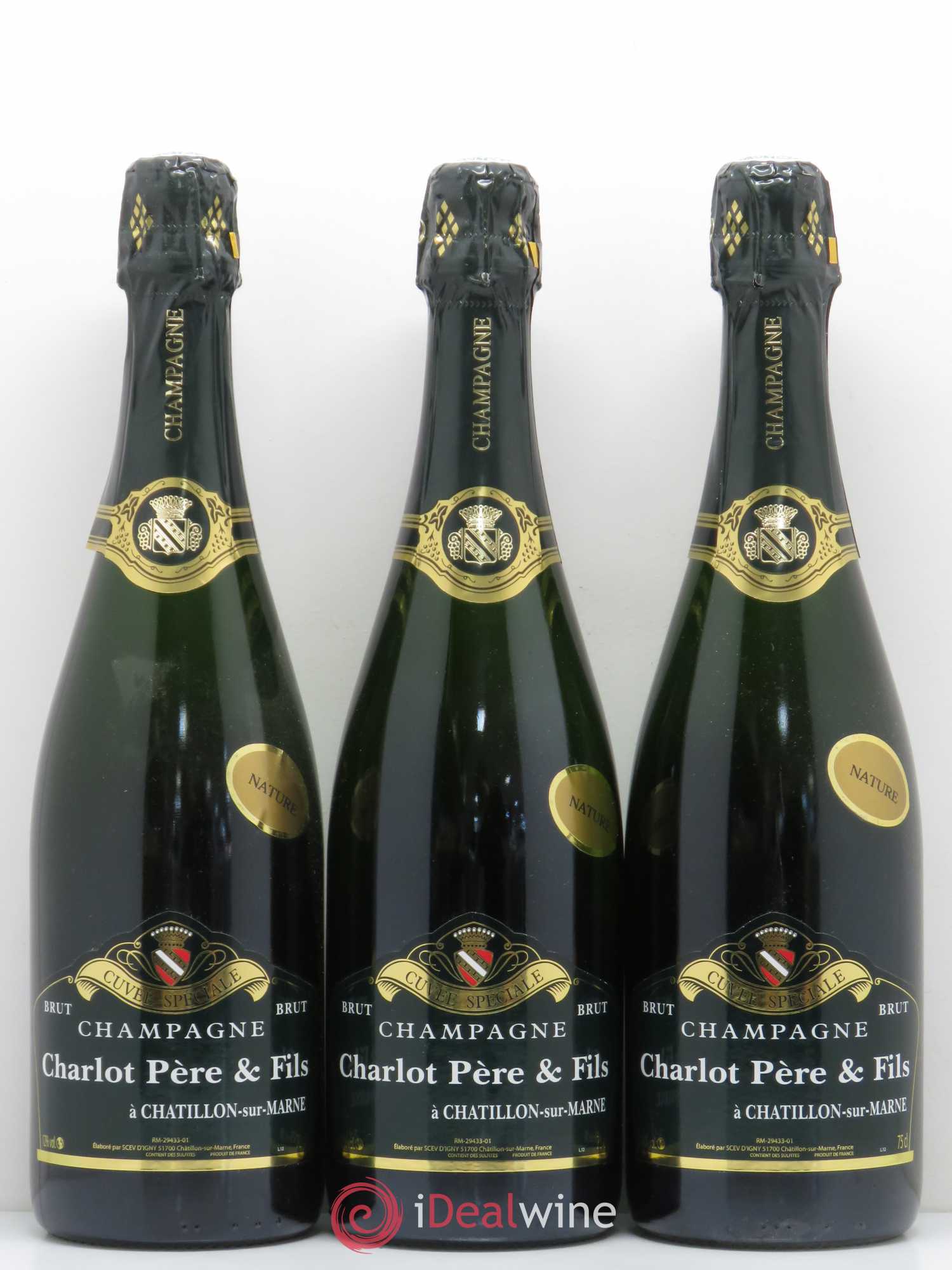 Brut Nature Charlot Père & Fils (sans prix de réserve) - Lot de 3 bouteilles - 0