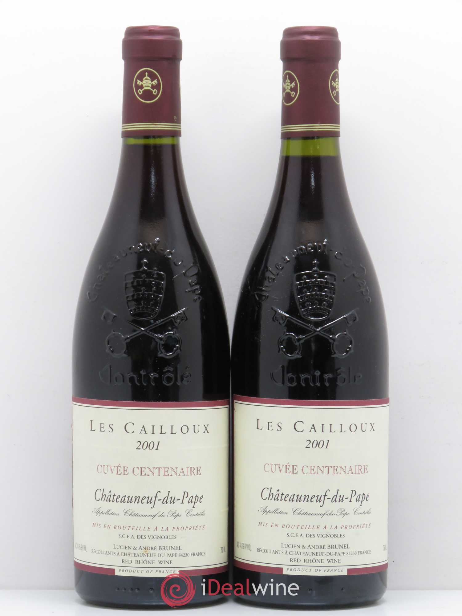Châteauneuf-du-Pape Les Cailloux Cuvée Centenaire André Brunel 2001 - Lot de 2 bouteilles - 0