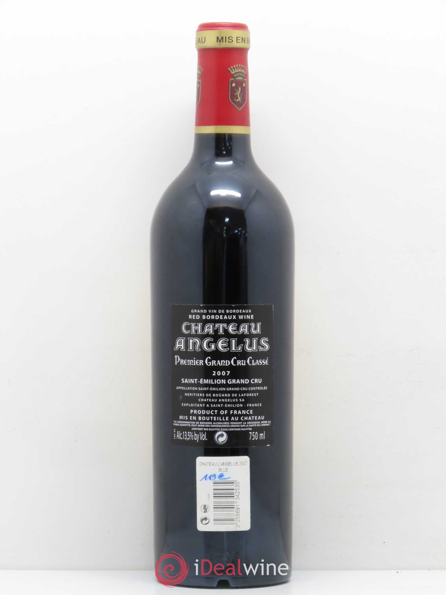 Château Angélus 1er Grand Cru Classé A (sans prix de réserve) 2007 - Lot de 1 bouteille - 1
