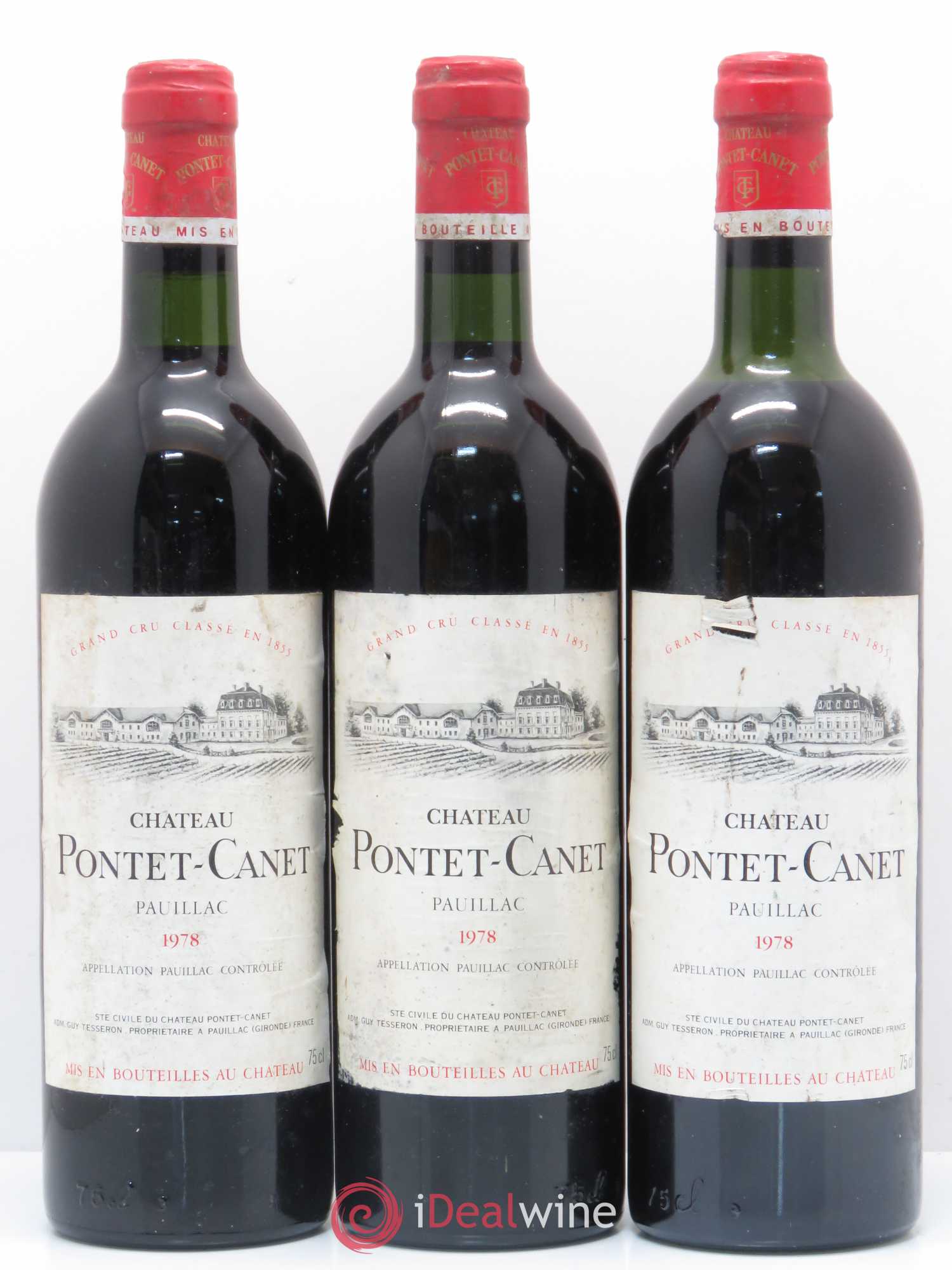 Château Pontet Canet 5ème Grand Cru Classé 1978 - Lot de 3 bouteilles - 0
