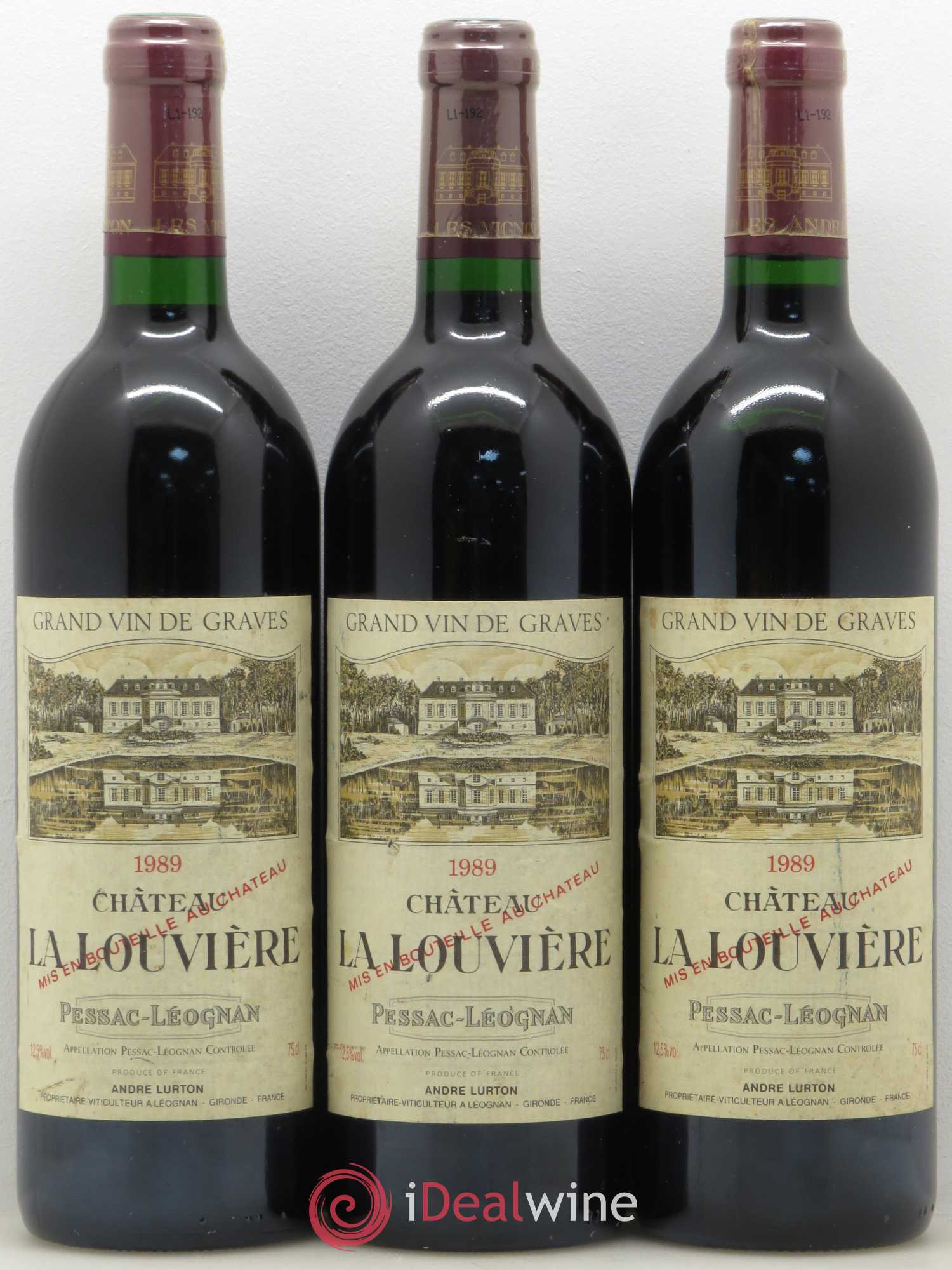Château la Louvière 1989 - Lot de 3 bouteilles - 0