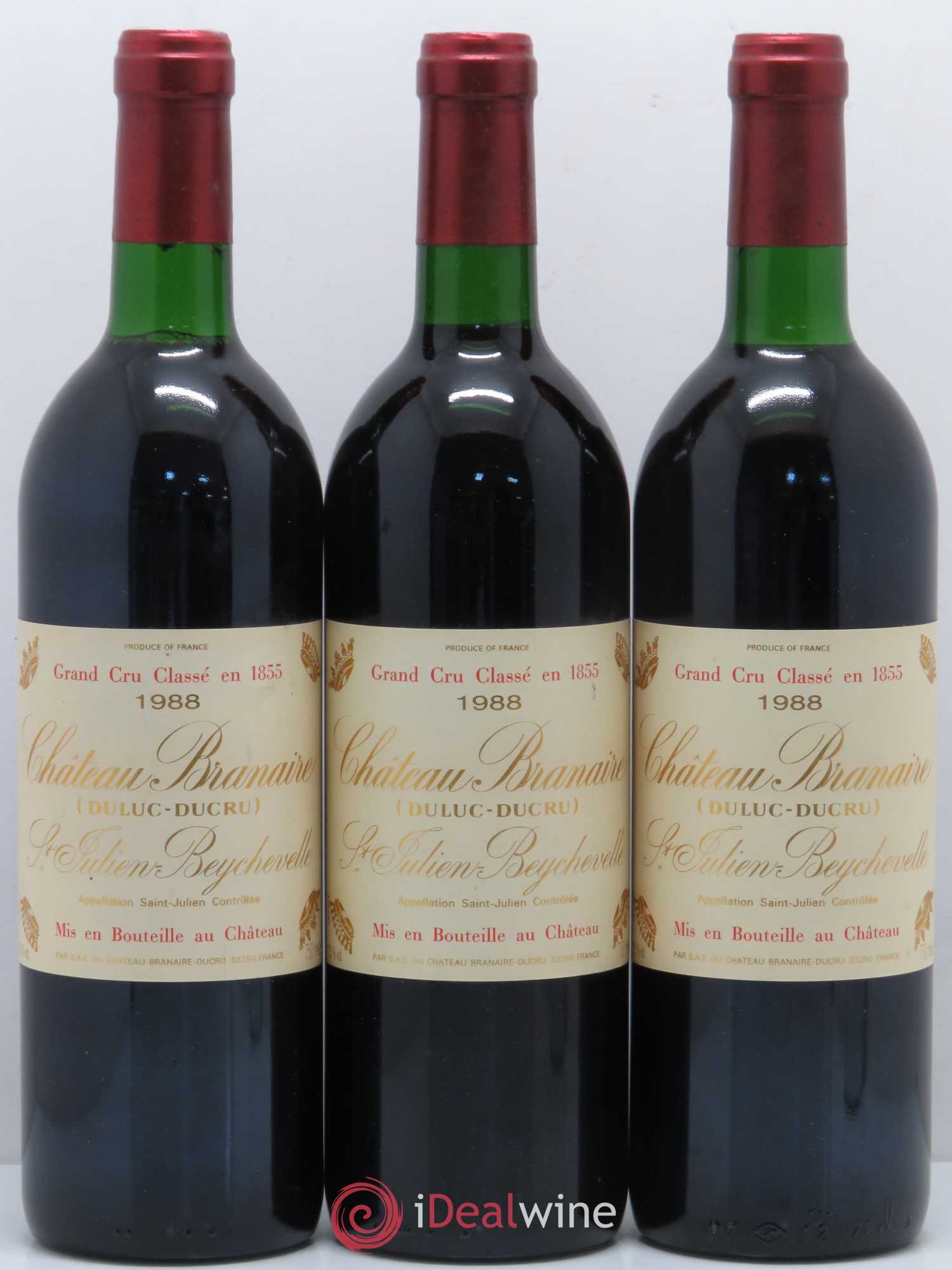 Château Branaire Ducru 4ème Grand Cru Classé 1988 - Lot de 3 bouteilles - 0