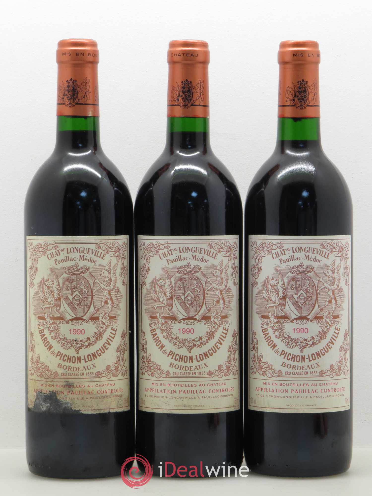 Pichon Longueville Baron 2ème Grand Cru Classé 1990 - Lot de 3 bouteilles - 0