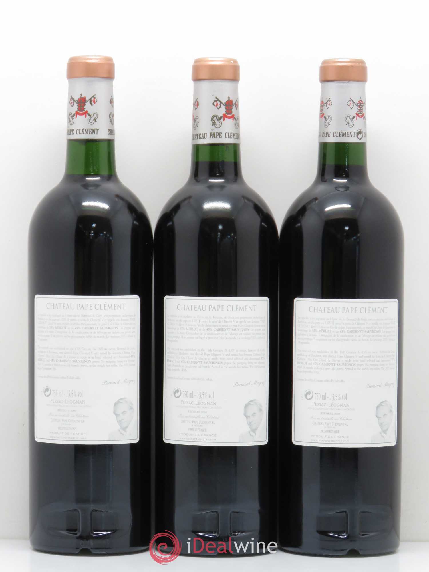 Château Pape Clément Cru Classé de Graves (sans prix de réserve) 2005 - Lot de 3 bouteilles - 1