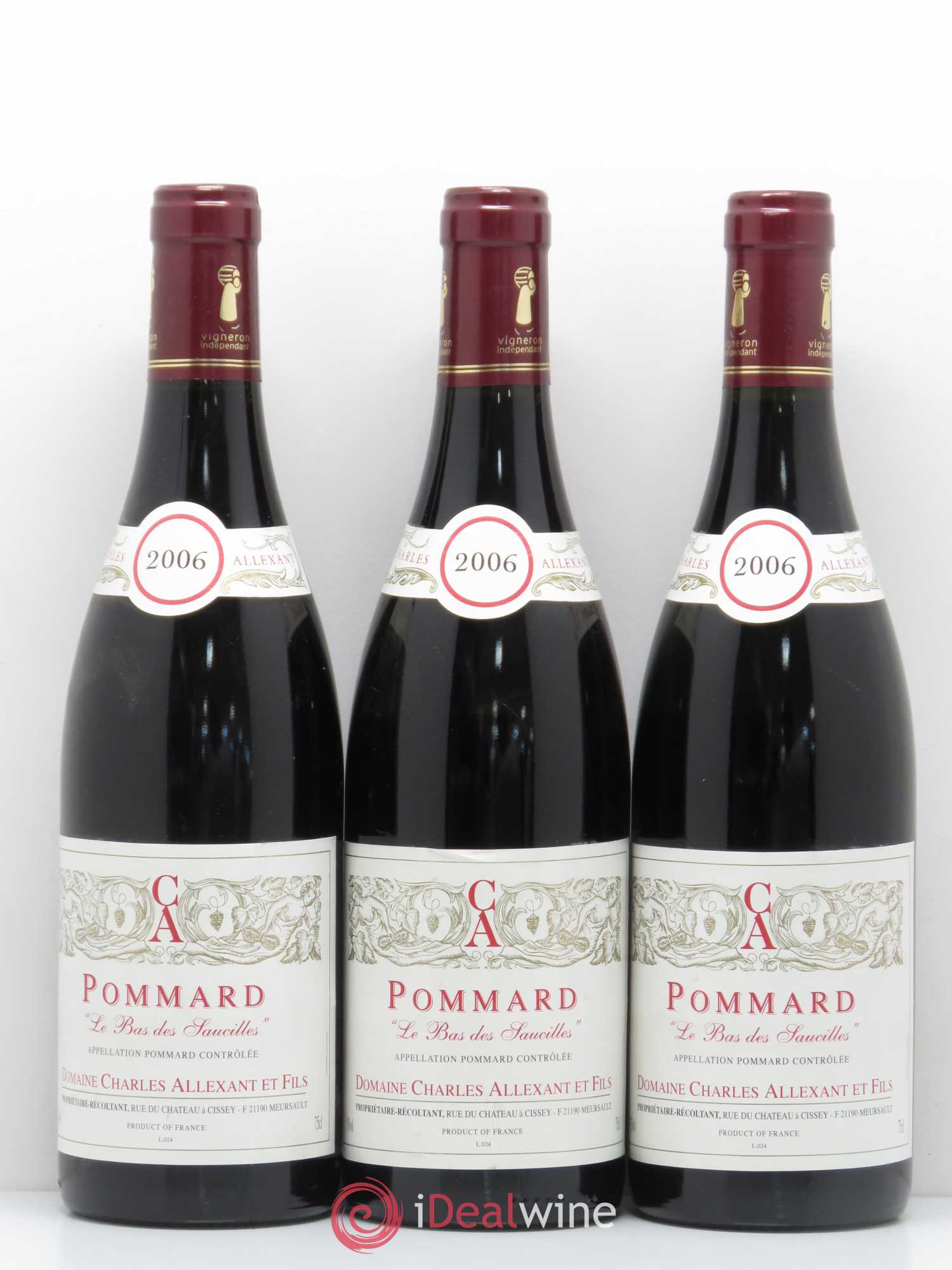 Pommard 1er Cru Le Bas des Saucilles C. Allexant (sans prix de réserve) 2006 - Posten von 3 Flaschen - 0