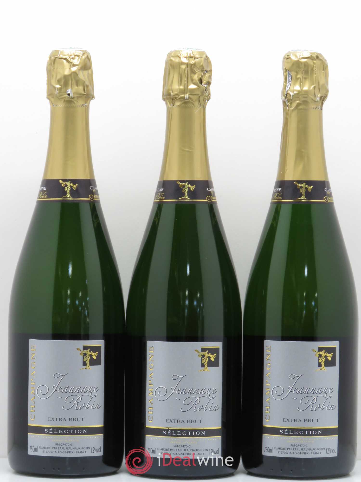 Champagne Extra Brut Jeaunaux-Robin (sans prix de réserve) - Posten von 3 Flaschen - 0