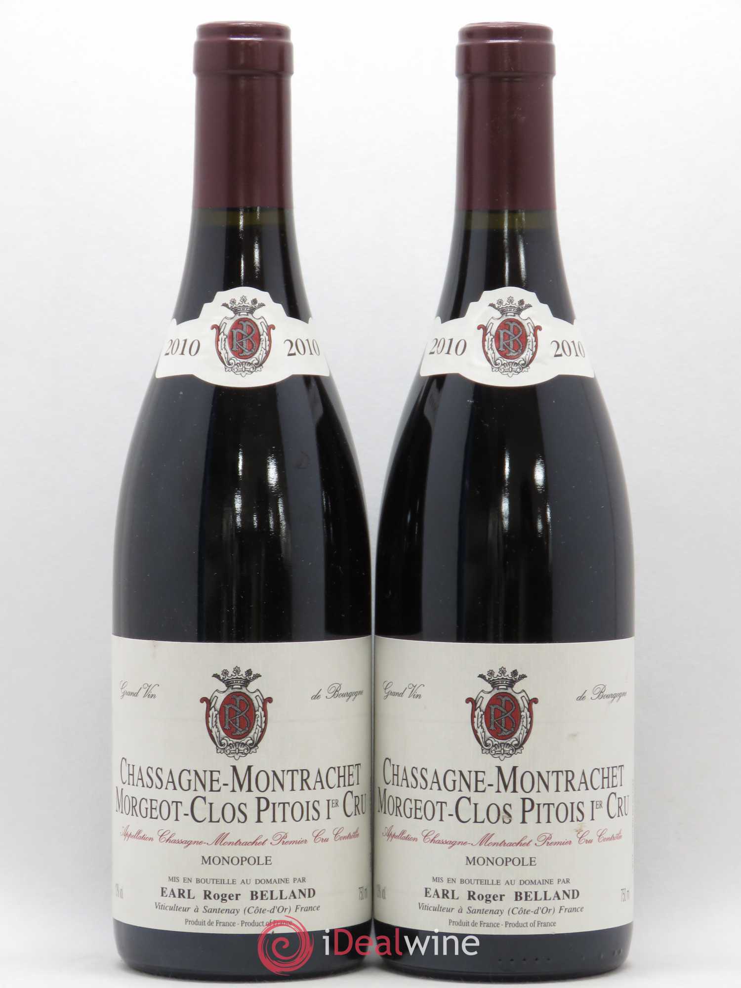 Chassagne-Montrachet 1er Cru Morgeot-Clos Pitois Domaine Roger Belland 2010 - Lot de 2 bouteilles - 0
