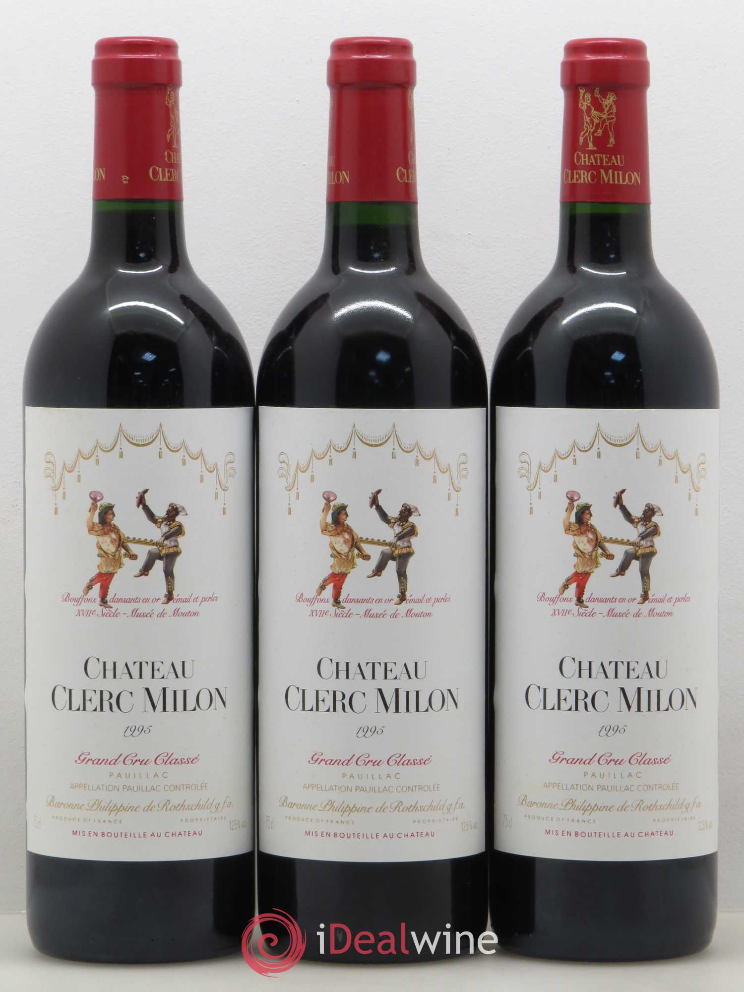 Château Clerc Milon 5ème Grand Cru Classé 1995 - Lot de 3 bouteilles - 0