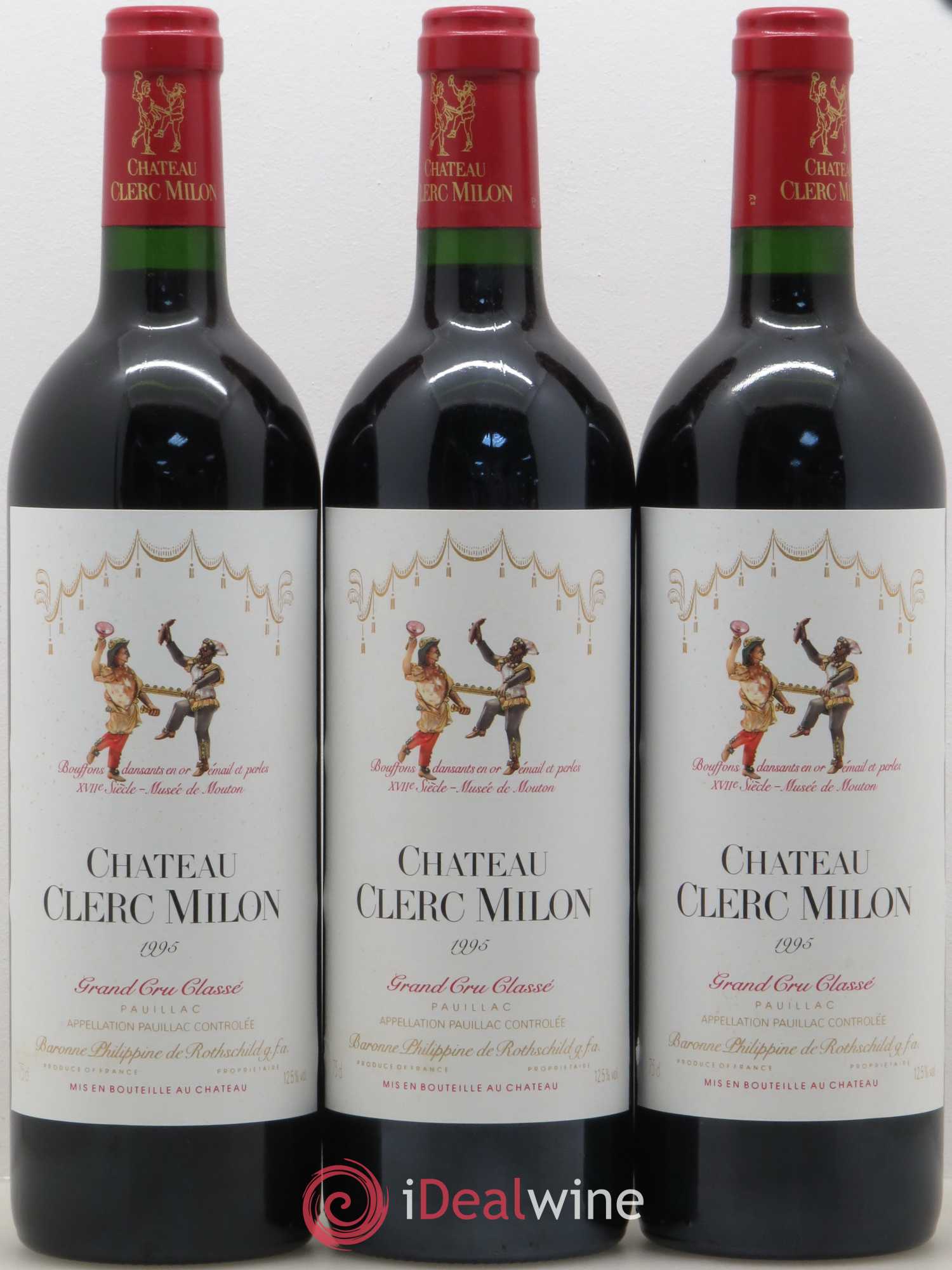 Château Clerc Milon 5ème Grand Cru Classé 1995 - Lot de 3 bouteilles - 0