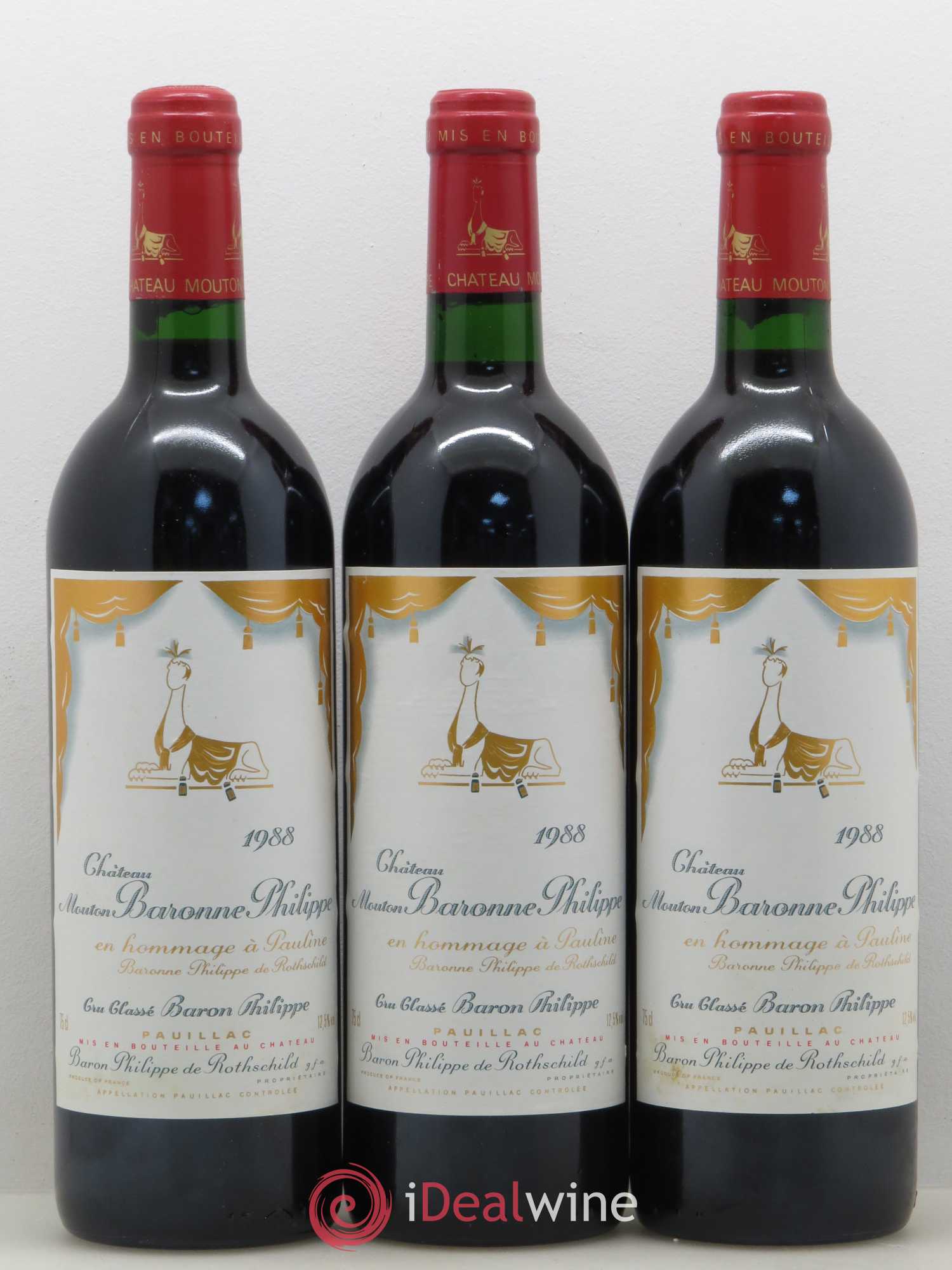 Château d' Armailhac - Mouton Baron(ne) Philippe 5ème Grand Cru Classé 1988 - Lot de 12 bouteilles - 1