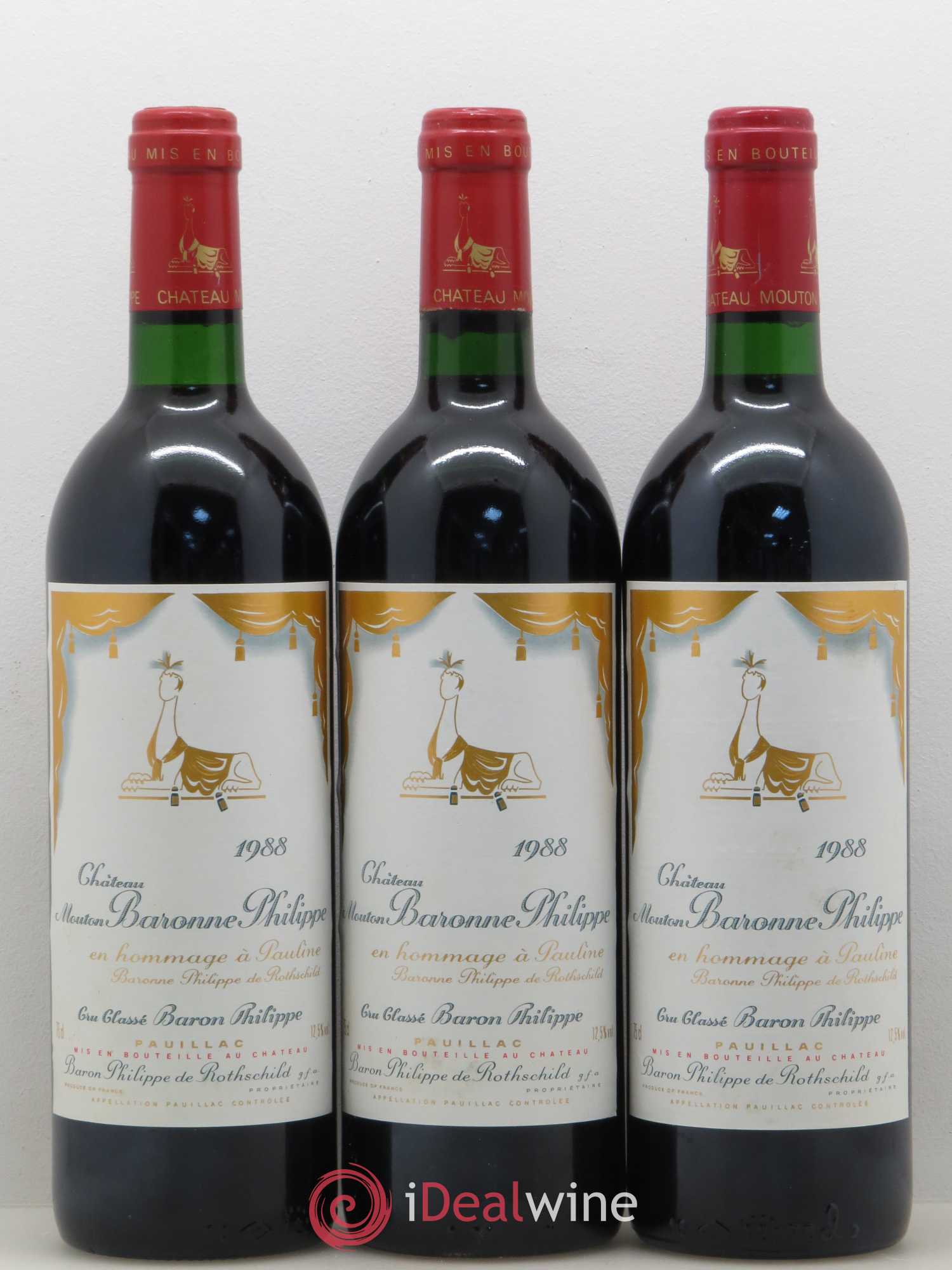 Château d' Armailhac - Mouton Baron(ne) Philippe 5ème Grand Cru Classé 1988 - Lot de 12 bouteilles - 3