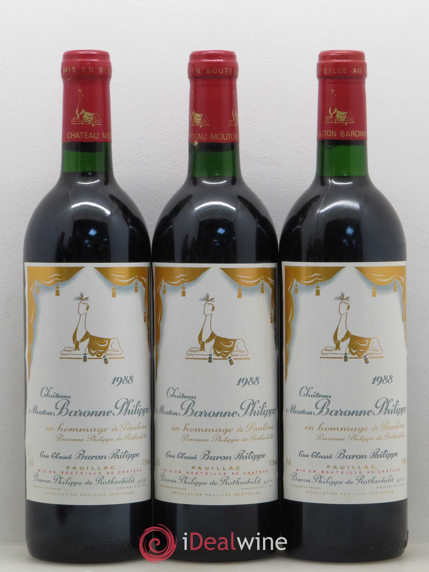 Château d' Armailhac - Mouton Baron(ne) Philippe 5ème Grand Cru Classé 1988 - Lot de 6 bouteilles - 2