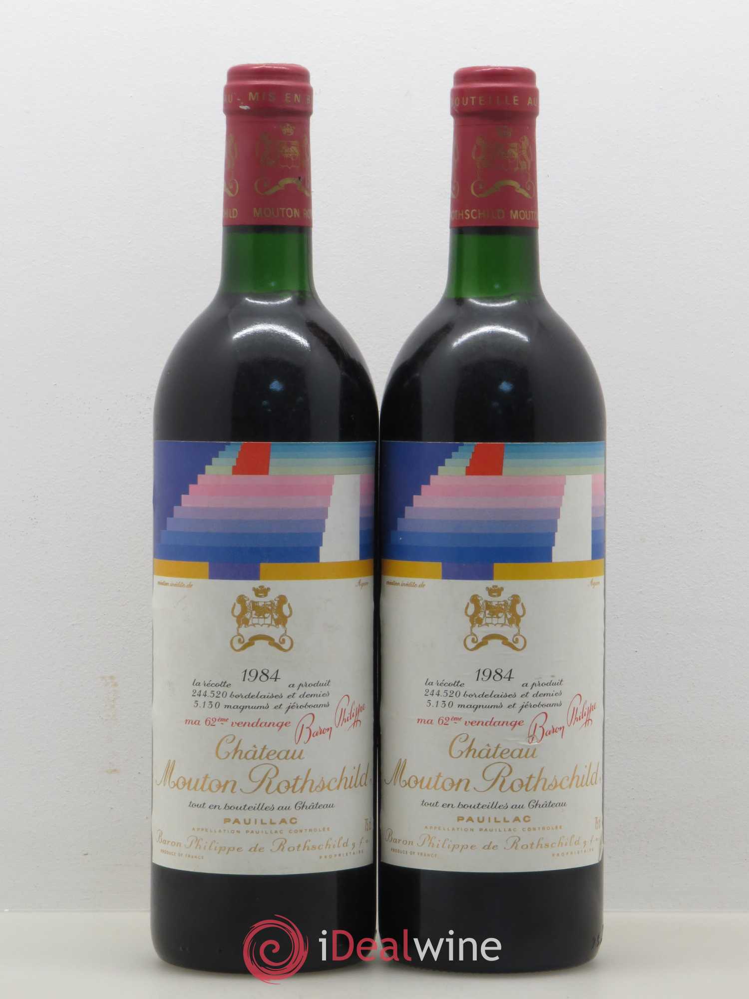 Château Mouton Rothschild 1er Grand Cru Classé 1984 - Lot de 2 bouteilles - 0