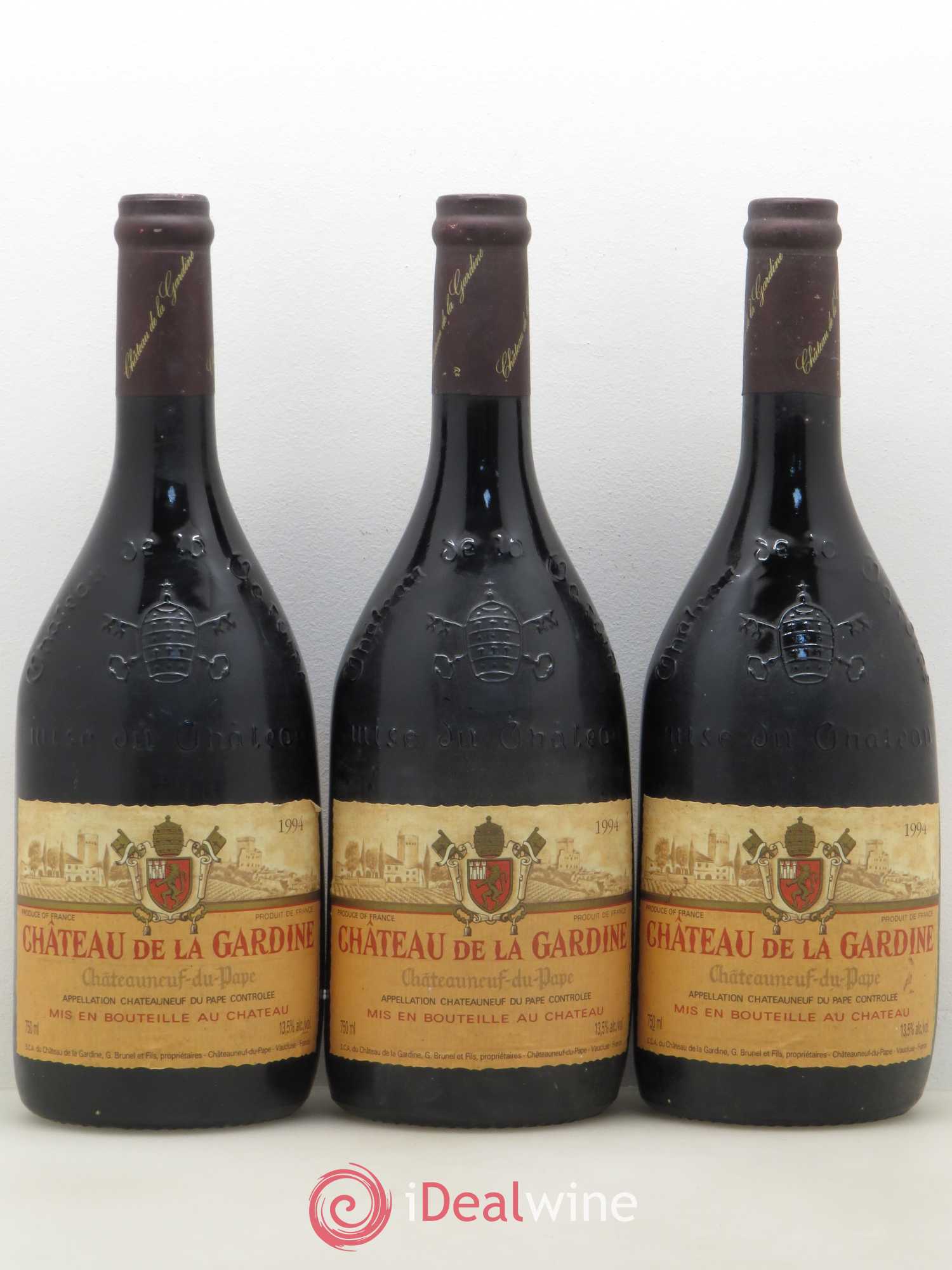 Châteauneuf-du-Pape Château de La Gardine Famille Brunel 1994 - Lot de 3 bouteilles - 0