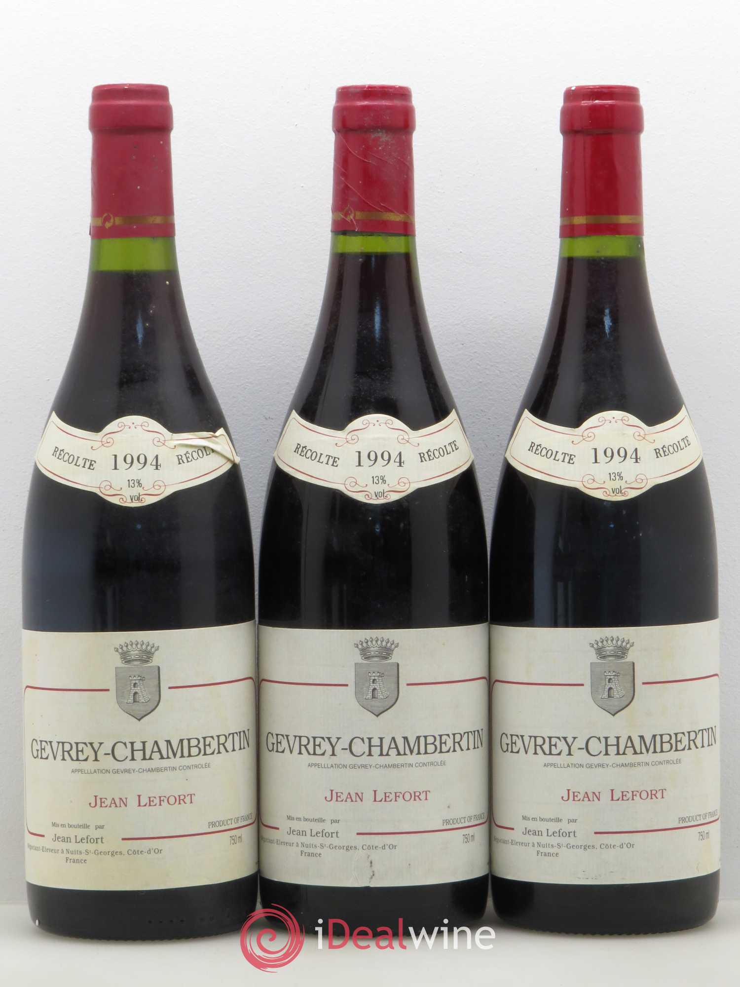 Gevrey-Chambertin Jean Lefort 1994 - Lot de 5 bouteilles - 1