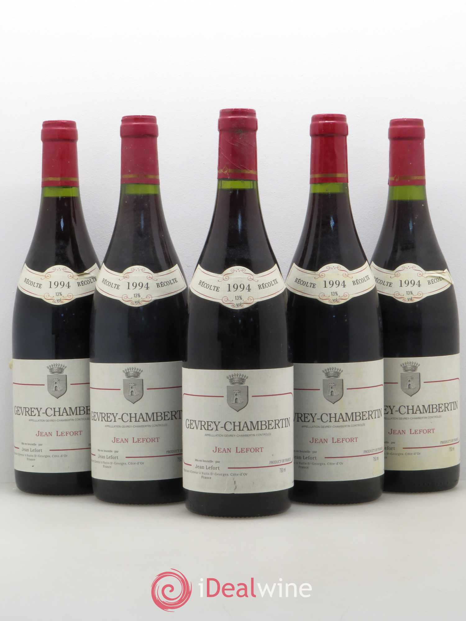 Gevrey-Chambertin Jean Lefort 1994 - Lot de 5 bouteilles - 0