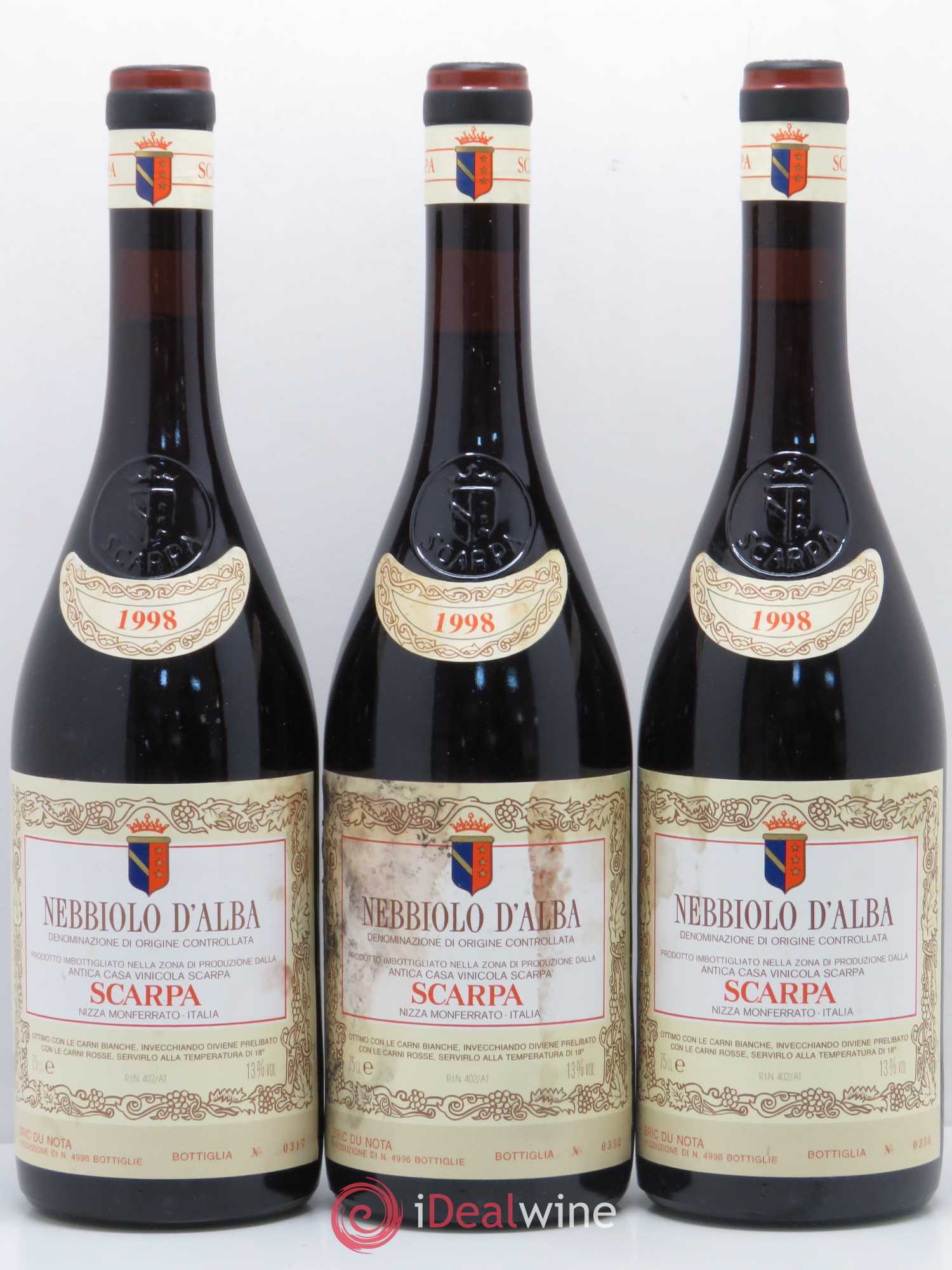 Nebbiolo d'Alba DOC Bric Du Nota Scarpa 1998 - Posten von 3 Flaschen - 0