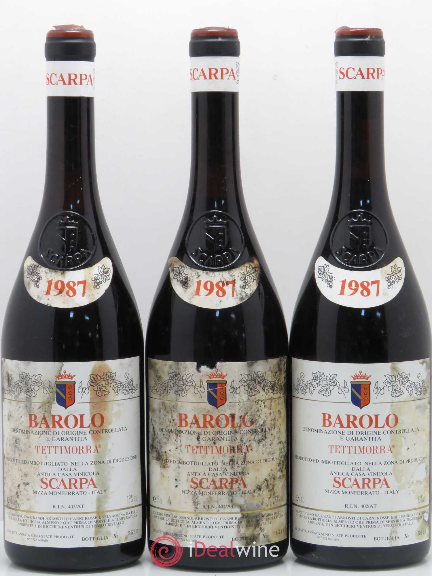 Barolo Tettimorra Scarpa 1987 - Posten von 3 Flaschen - 0