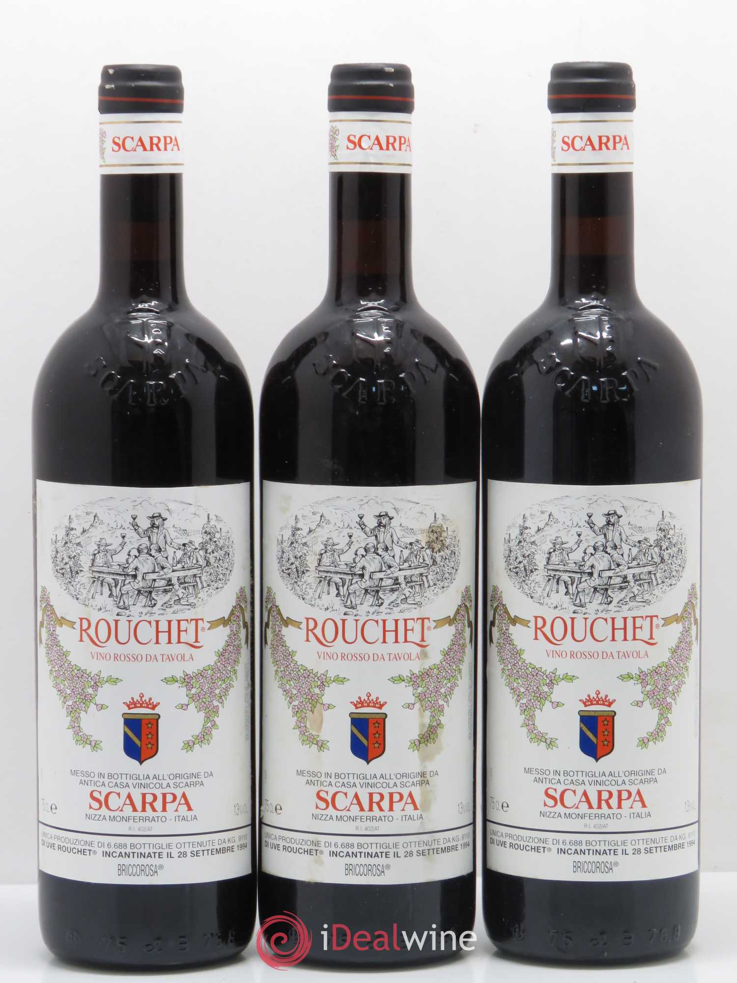 Italie Scarpa Rouchet Briccorosa (sans prix de réserve) 1994 - Posten von 3 Flaschen - 0