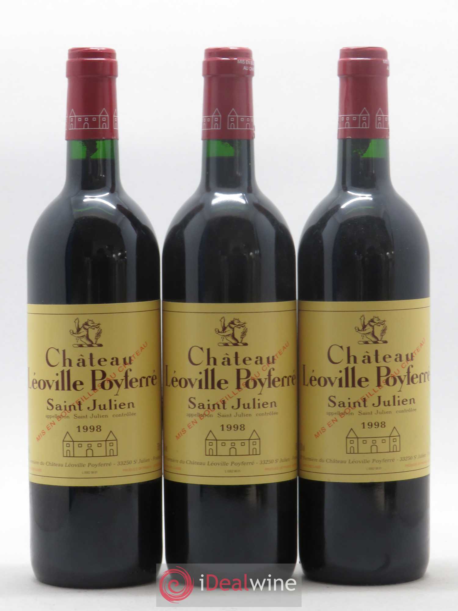 Château Léoville Poyferré 2ème Grand Cru Classé 1998 - Lot de 3 bouteilles - 0