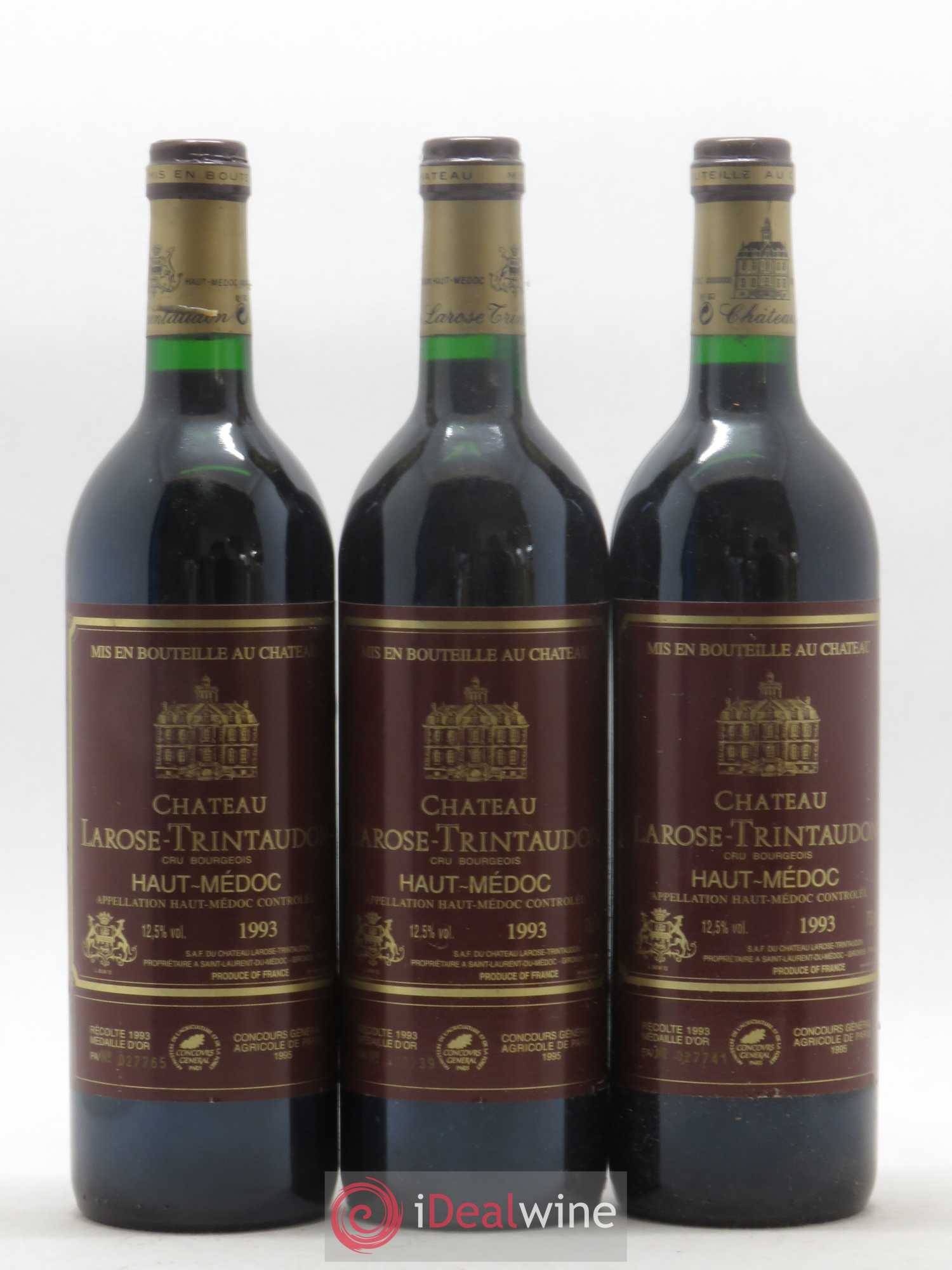 Château Larose Trintaudon Cru Bourgeois 1993 - Lot de 3 bouteilles - 0
