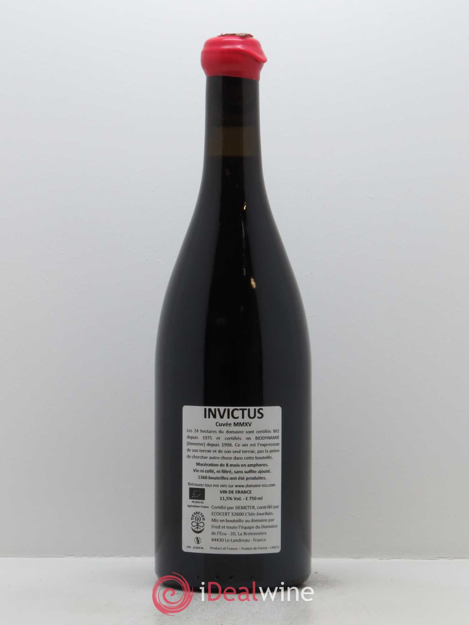 Vin de France Invictus Domaine de L'Ecu 2015 - Lot de 1 bouteille - 1