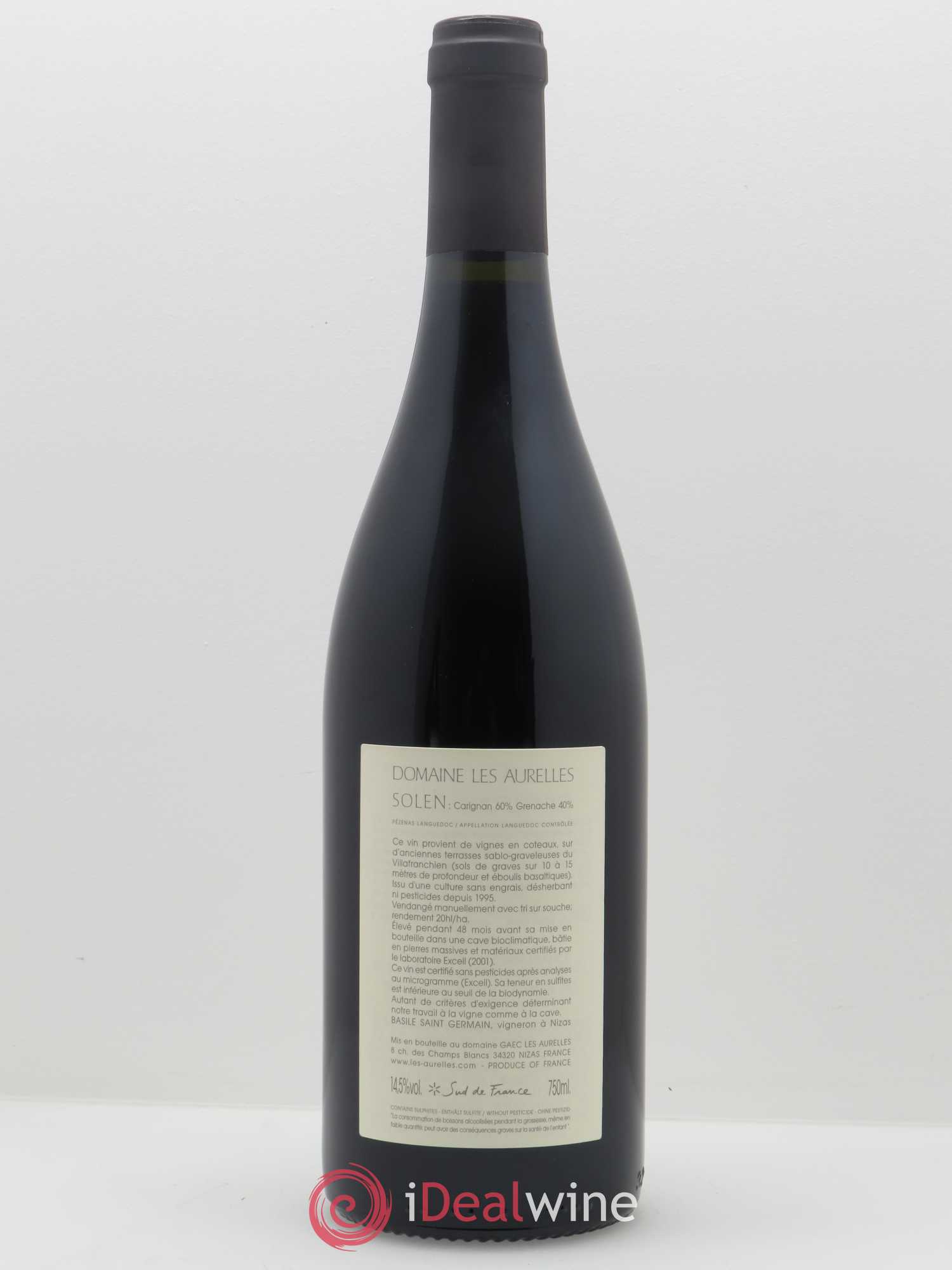 Languedoc Pézenas Solen Domaine les Aurelles 2010 - Lot de 1 bouteille - 1