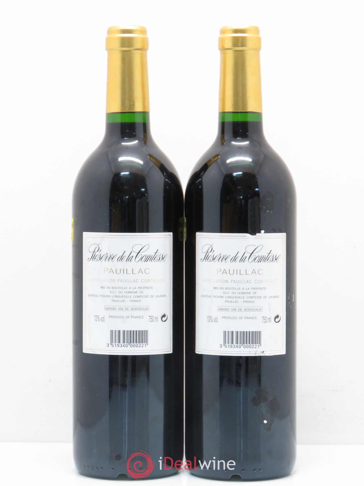 Réserve de la Comtesse Second Vin 2000 - Lot de 2 bouteilles - 1