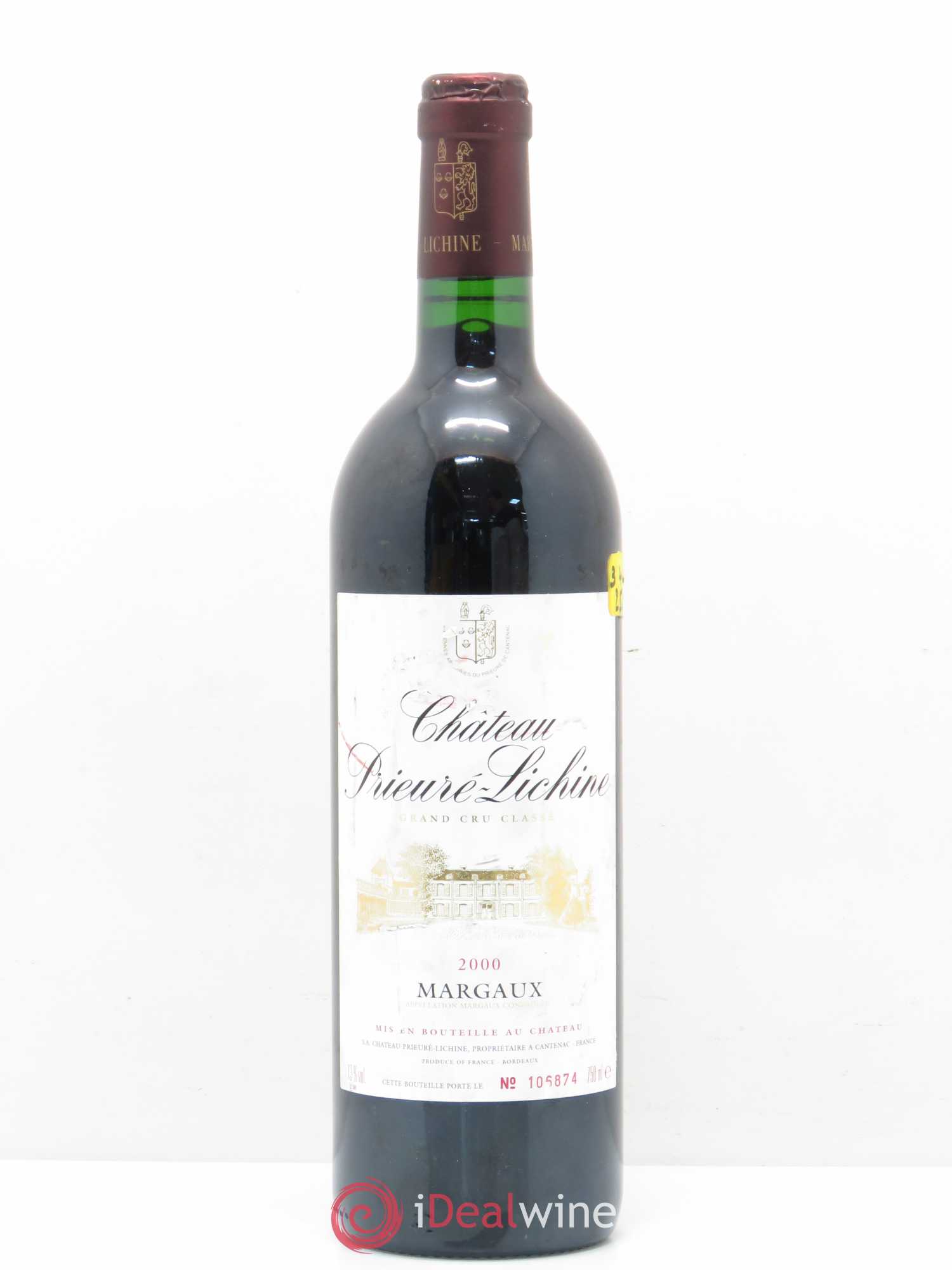Château Prieuré Lichine 4ème Grand Cru Classé 2000 - Lot de 1 bouteille - 0