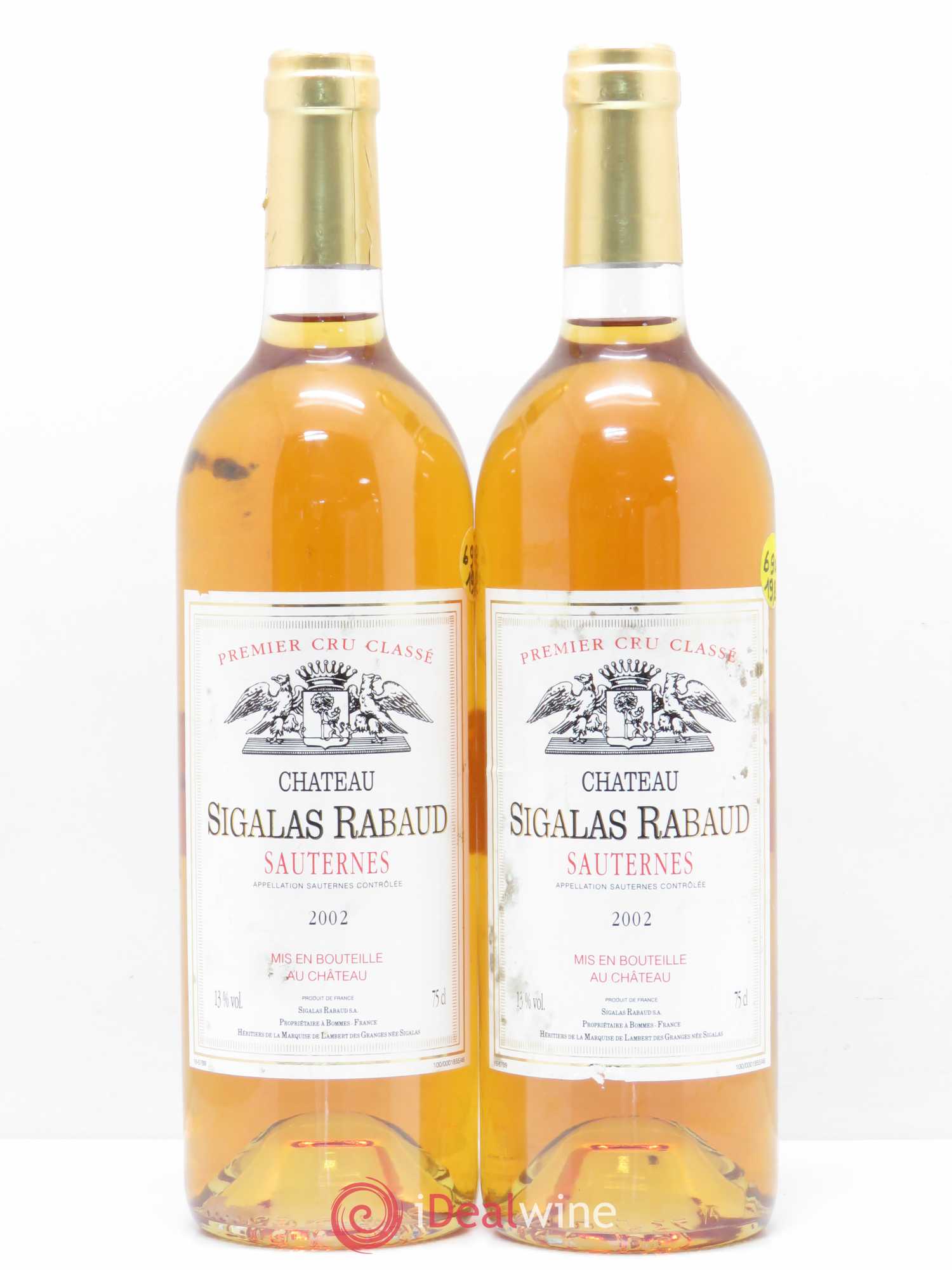 Château Sigalas Rabaud 1er Grand Cru Classé 2002 - Lotto di 2 bottiglie - 0
