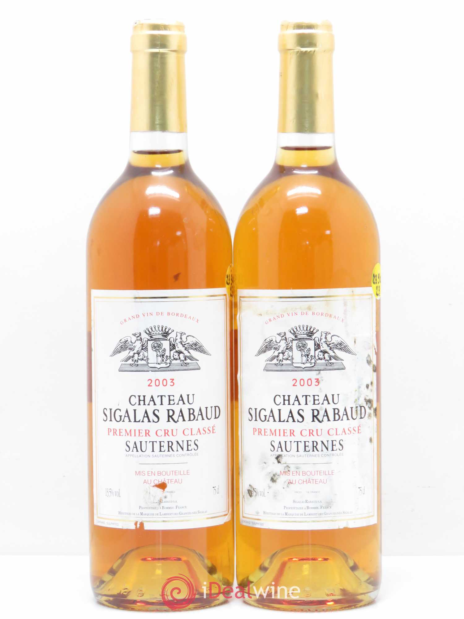 Château Sigalas Rabaud 1er Grand Cru Classé 2003 - Lotto di 2 bottiglie - 0