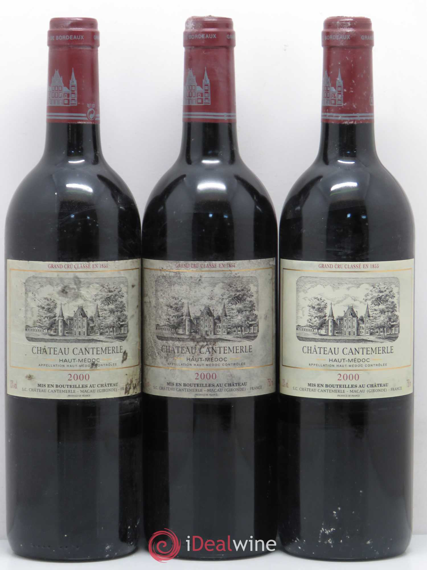 Château Cantemerle 5ème Grand Cru Classé 2000 - Lot de 3 bouteilles - 0