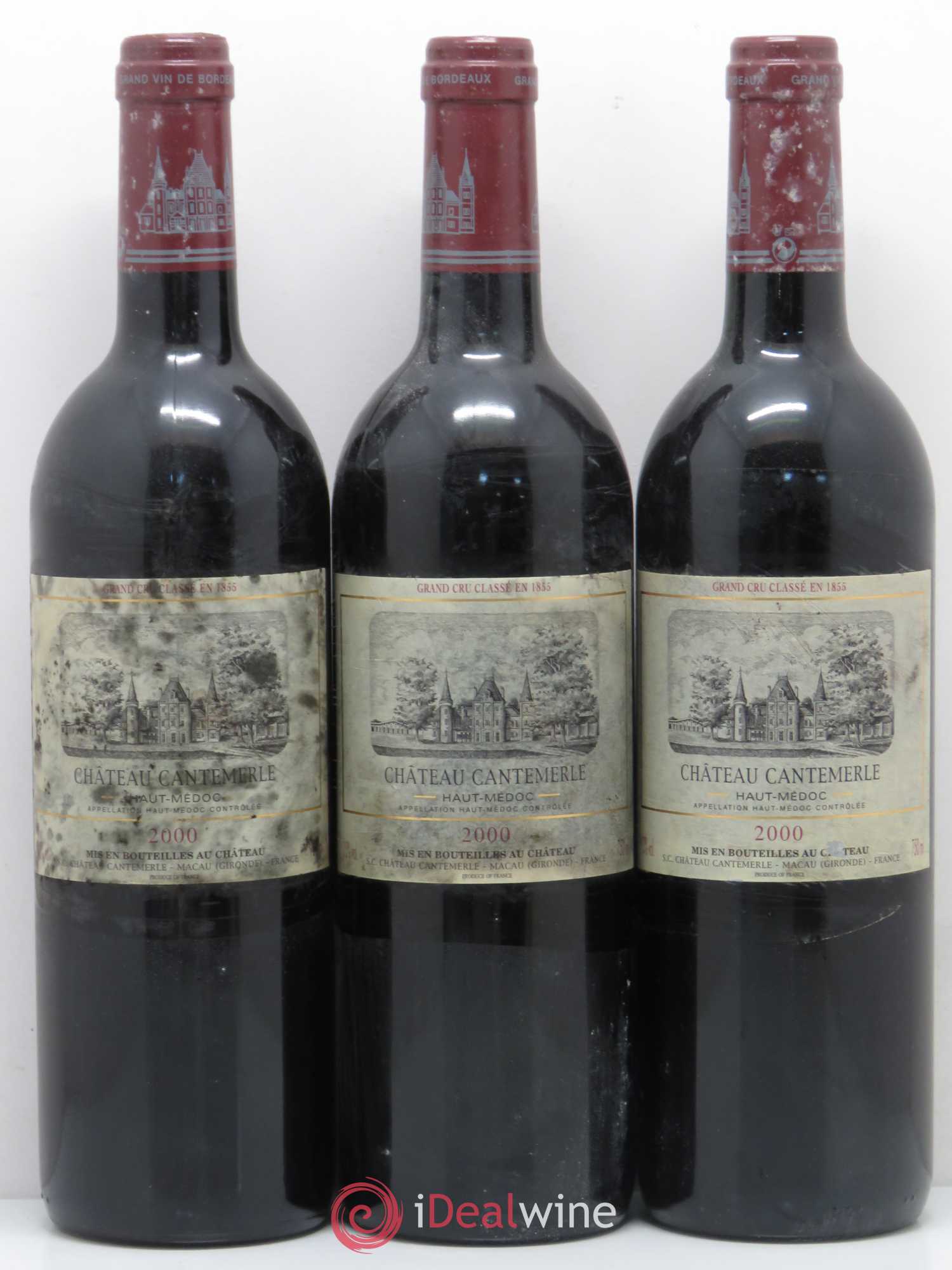 Château Cantemerle 5ème Grand Cru Classé 2000 - Lot de 3 bouteilles - 0