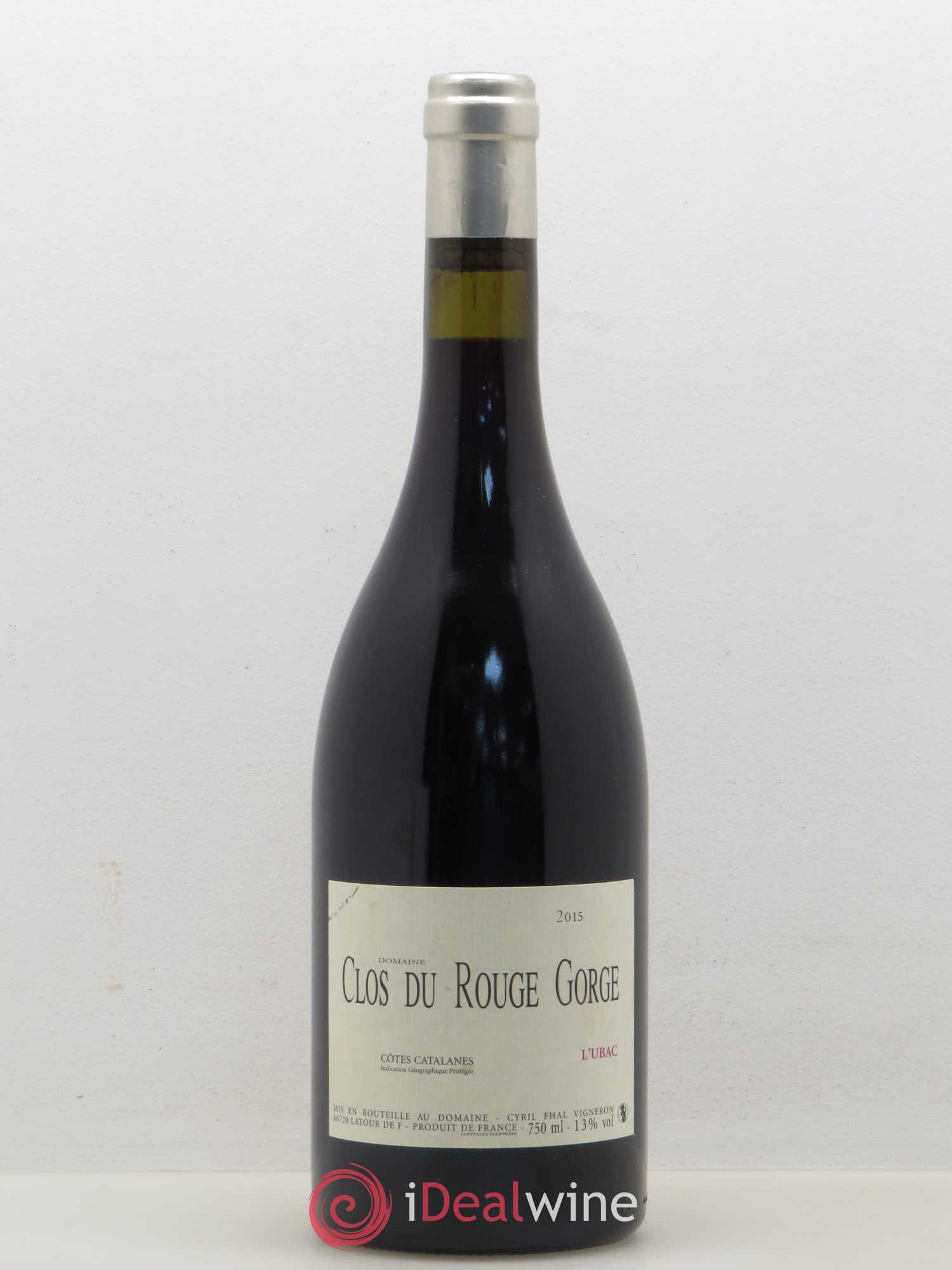 Côtes Catalanes (VDP des Côtes Catalanes) Cyril Fahl Clos du Rouge Gorge L'Ubac 2015 - Lot de 1 bouteille - 0