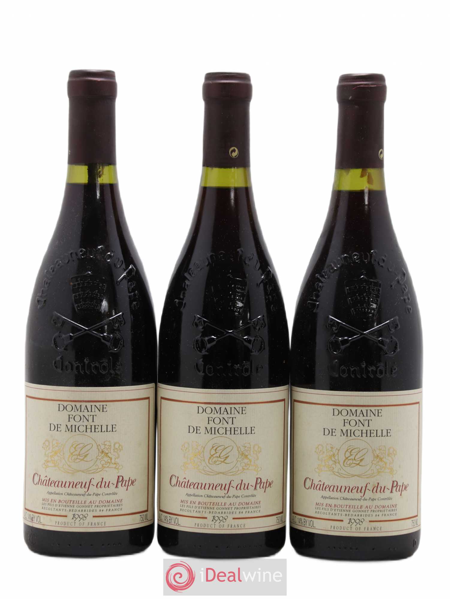 Châteauneuf-du-Pape Domaine Font de Michelle Famille Gonnet 1998 - Lot de 3 bouteilles - 0