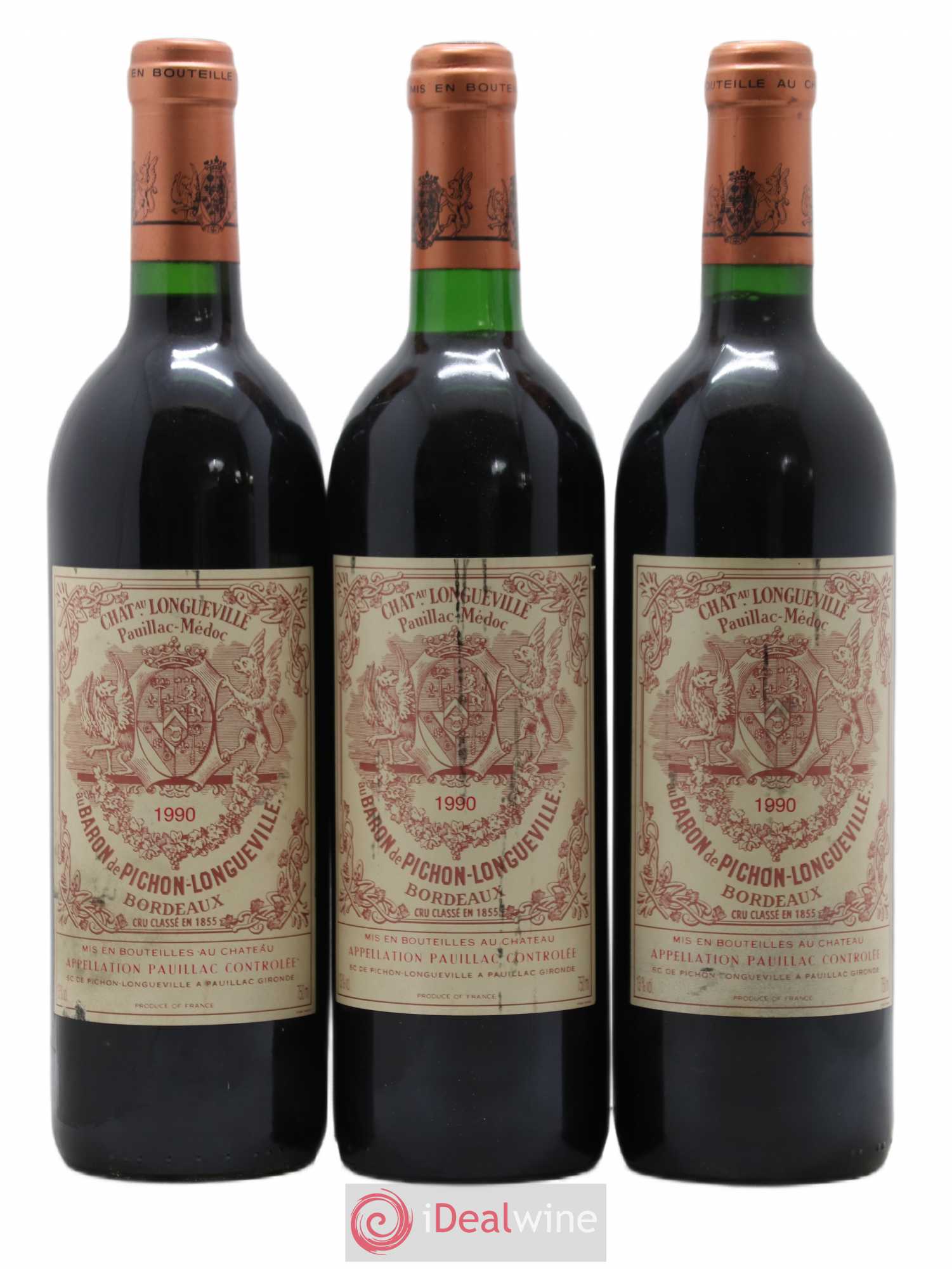 Pichon Longueville Baron 2ème Grand Cru Classé 1990 - Lot de 3 bouteilles - 0