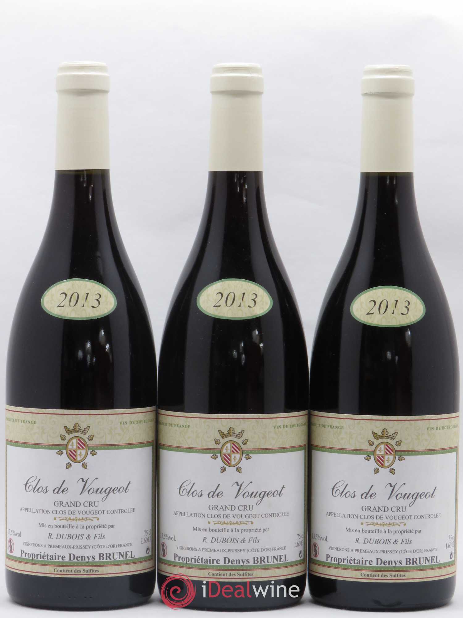 Clos de Vougeot Grand Cru R Dubois et Fils 2013 - Lot de 3 bouteilles - 0
