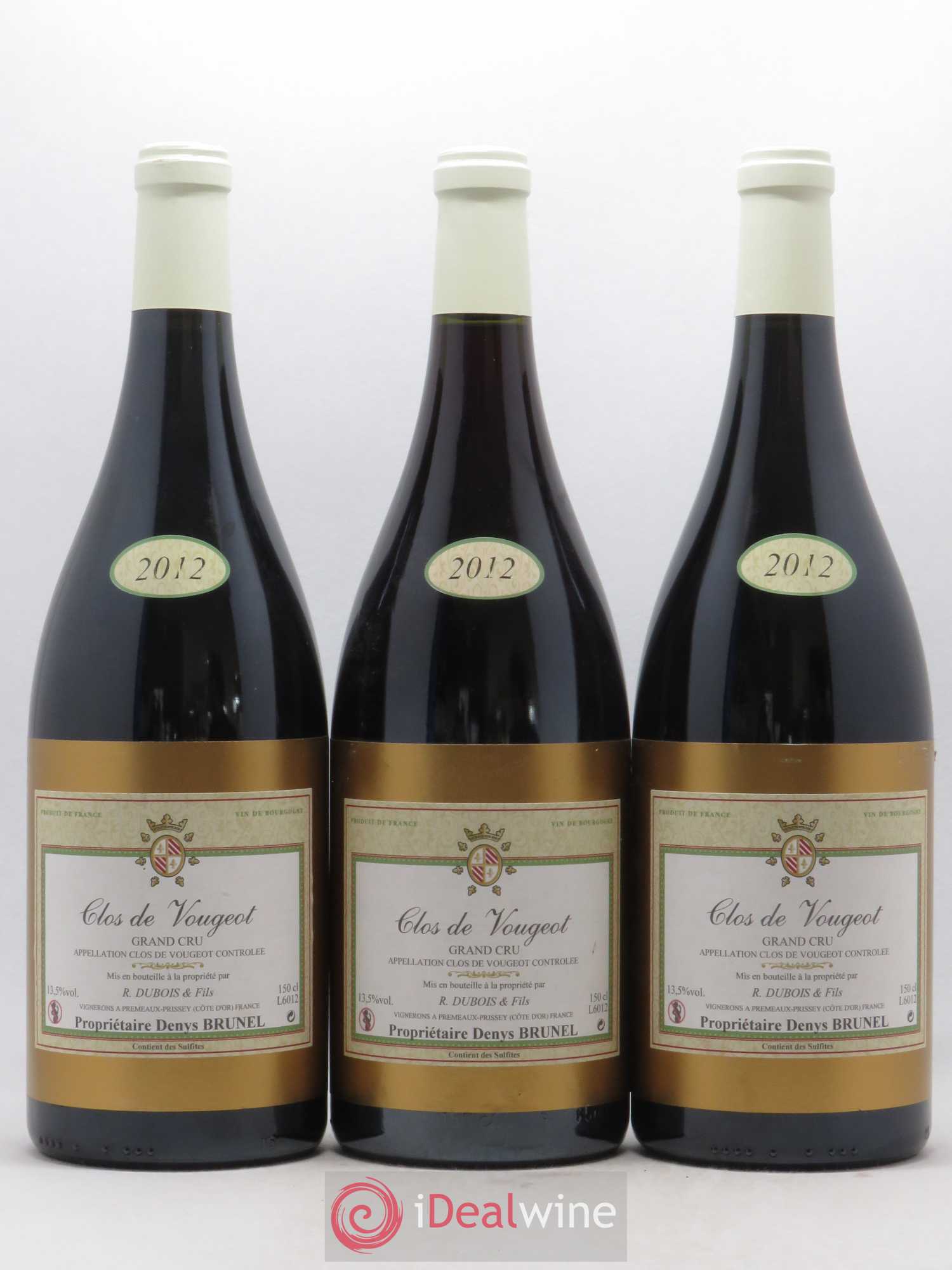 Clos de Vougeot Grand Cru Dubois et Fils 2012 - Posten von 3 Magnum - 0