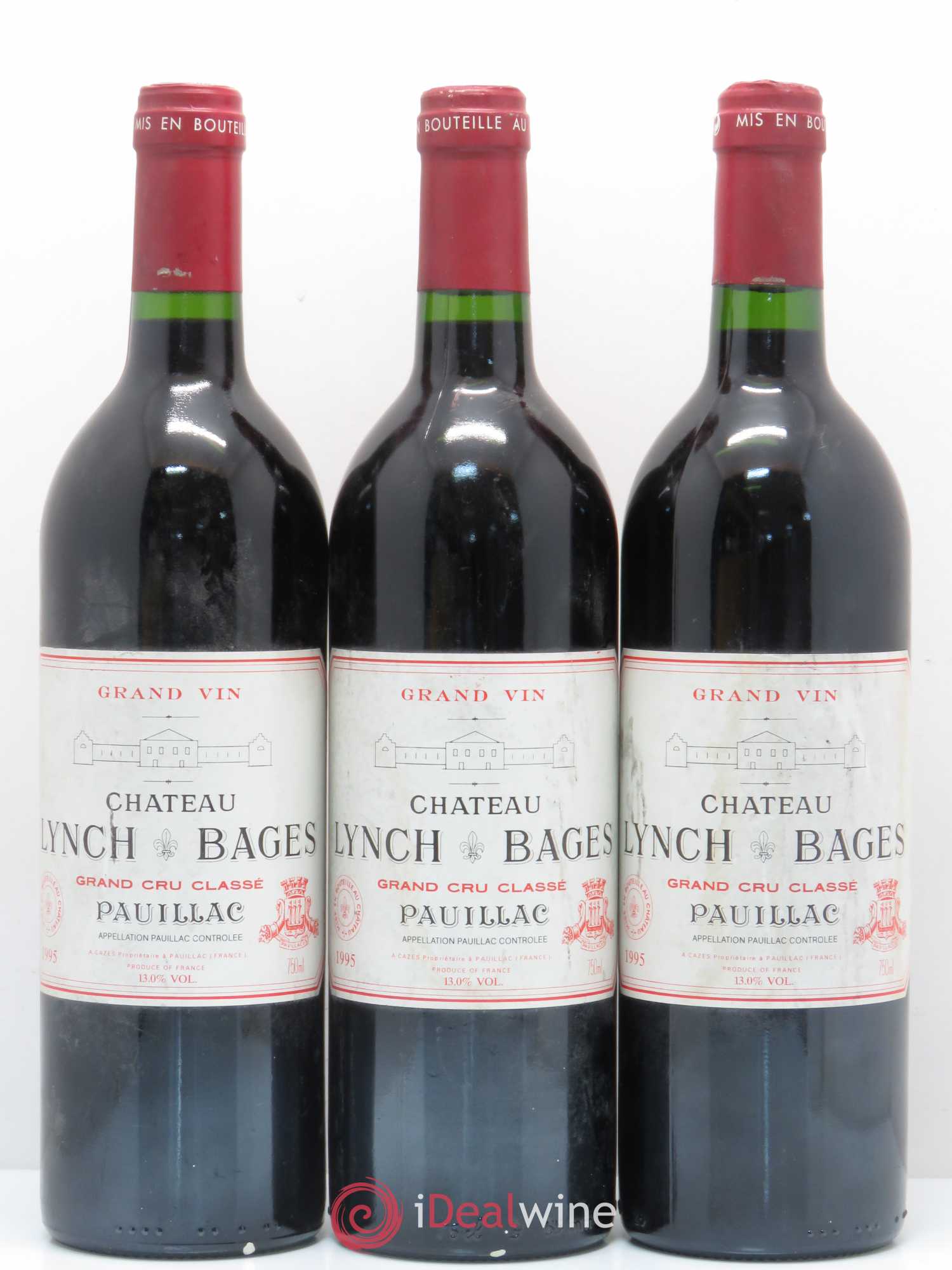 Château Lynch Bages 5ème Grand Cru Classé 1995 - Lot de 3 bouteilles - 0