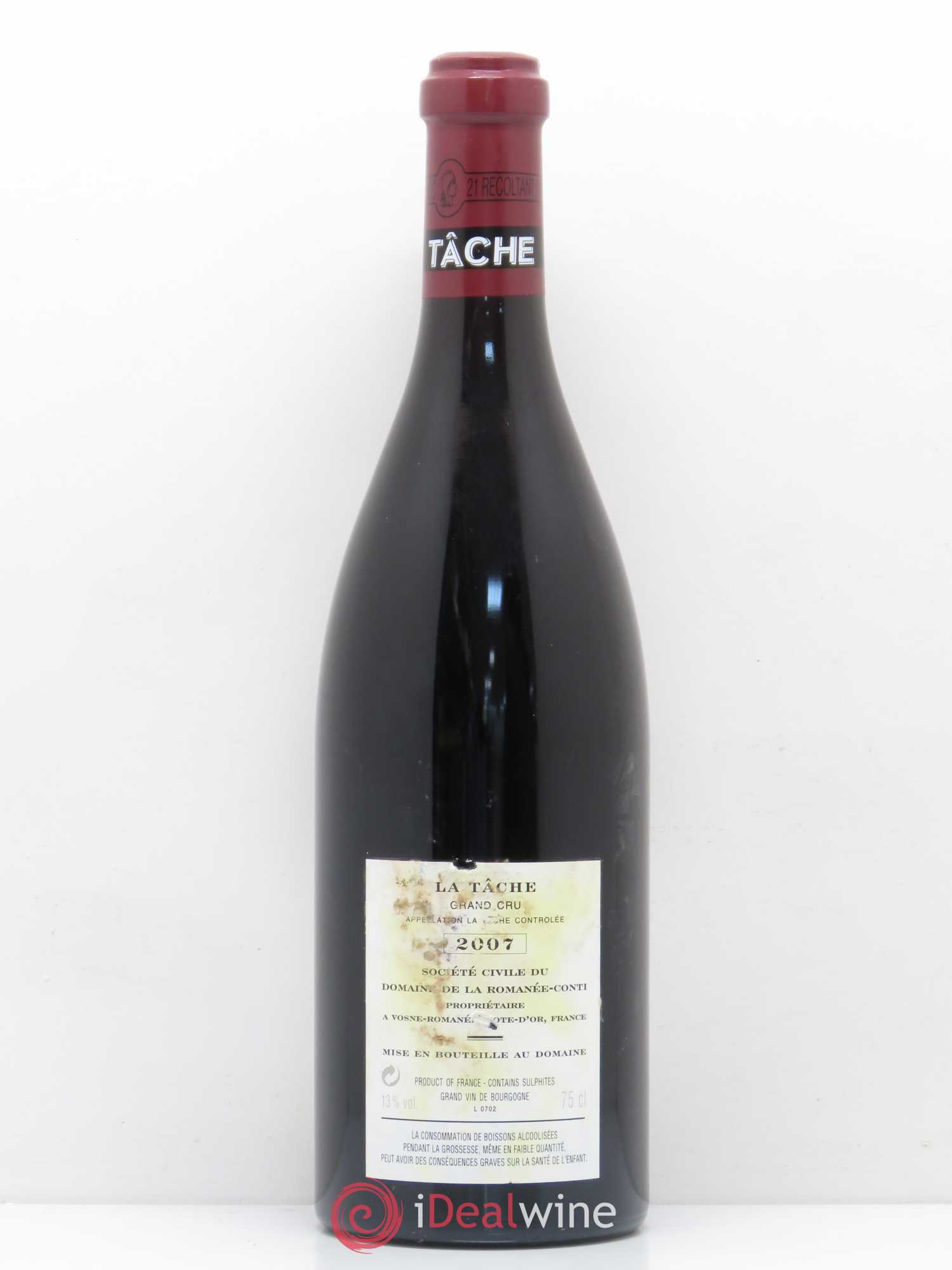 La Tâche Grand Cru Domaine de la Romanée-Conti 2007 - Lot de 1 bouteille - 1