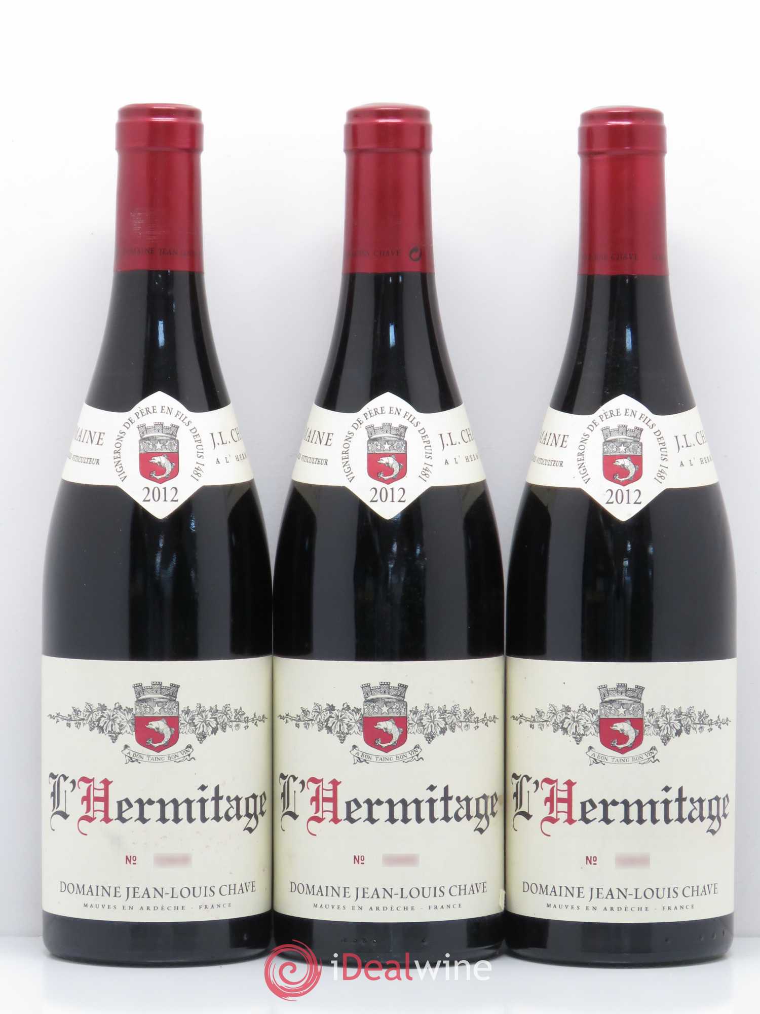 Hermitage Jean-Louis Chave 2012 - Lot de 3 bouteilles - 0