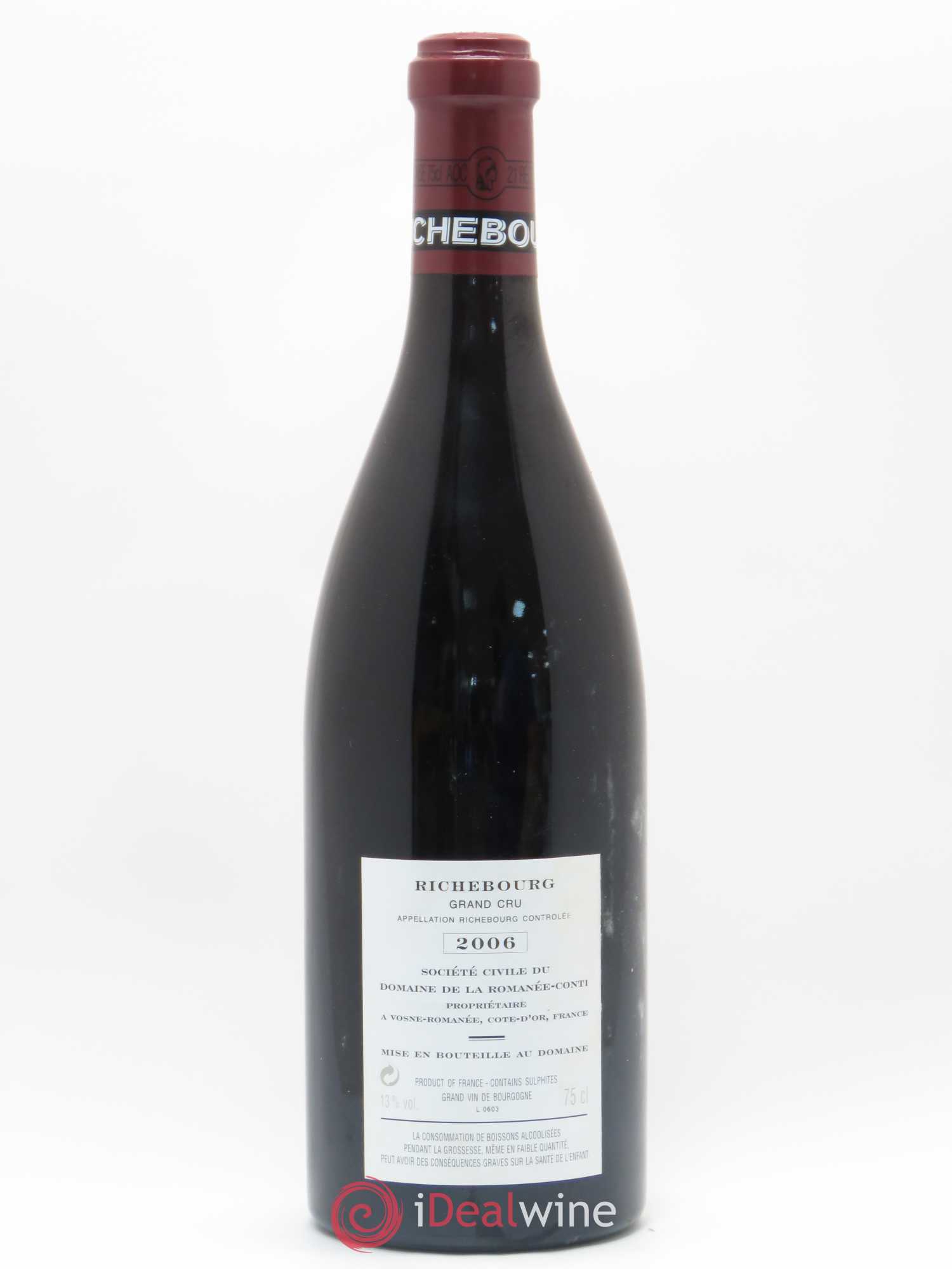 Richebourg Grand Cru Domaine de la Romanée-Conti 2006 - Lot de 1 bouteille - 1