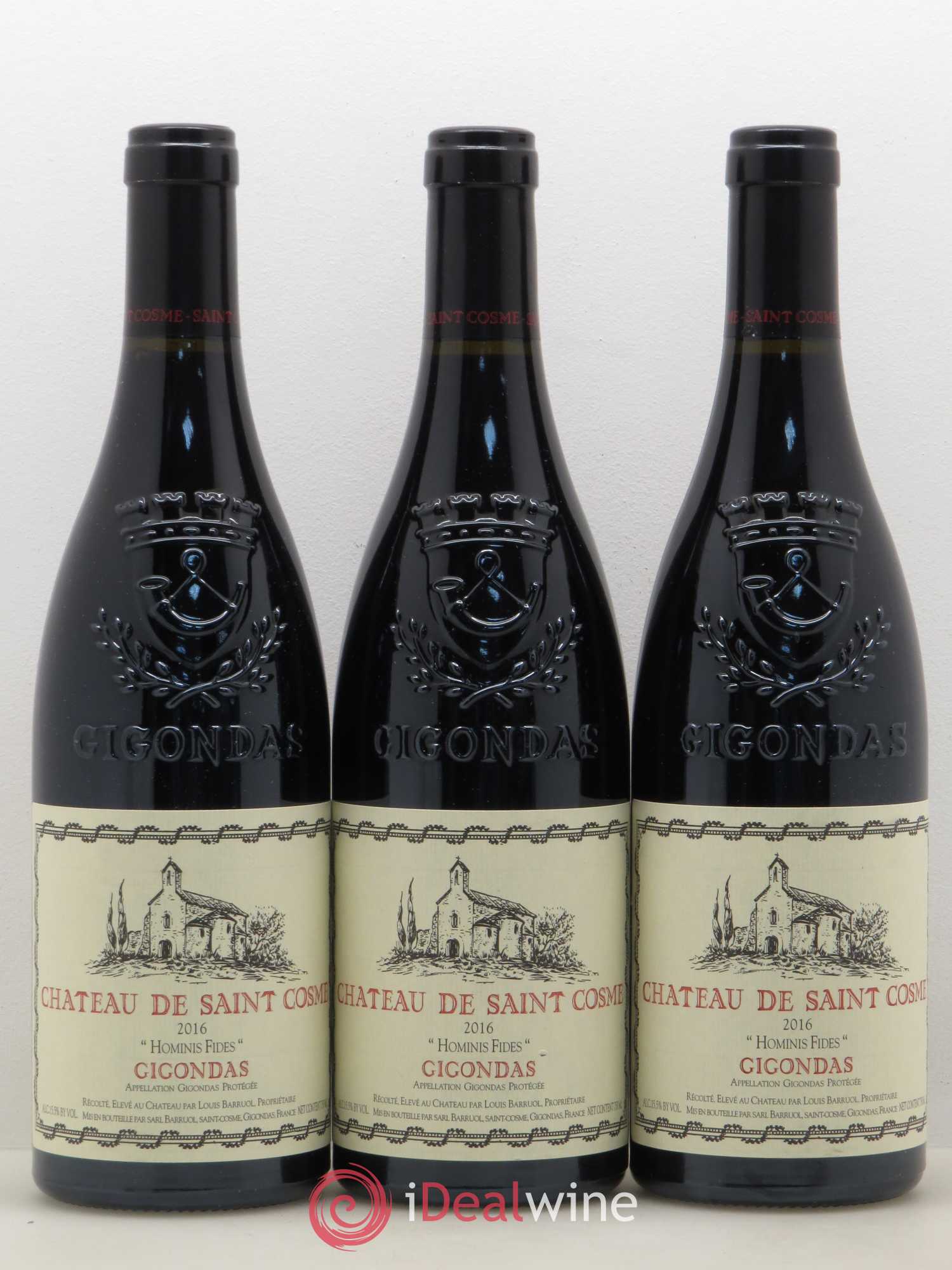 Gigondas Hominis Fides Saint Cosme 2016 - Lot de 3 bouteilles - 0