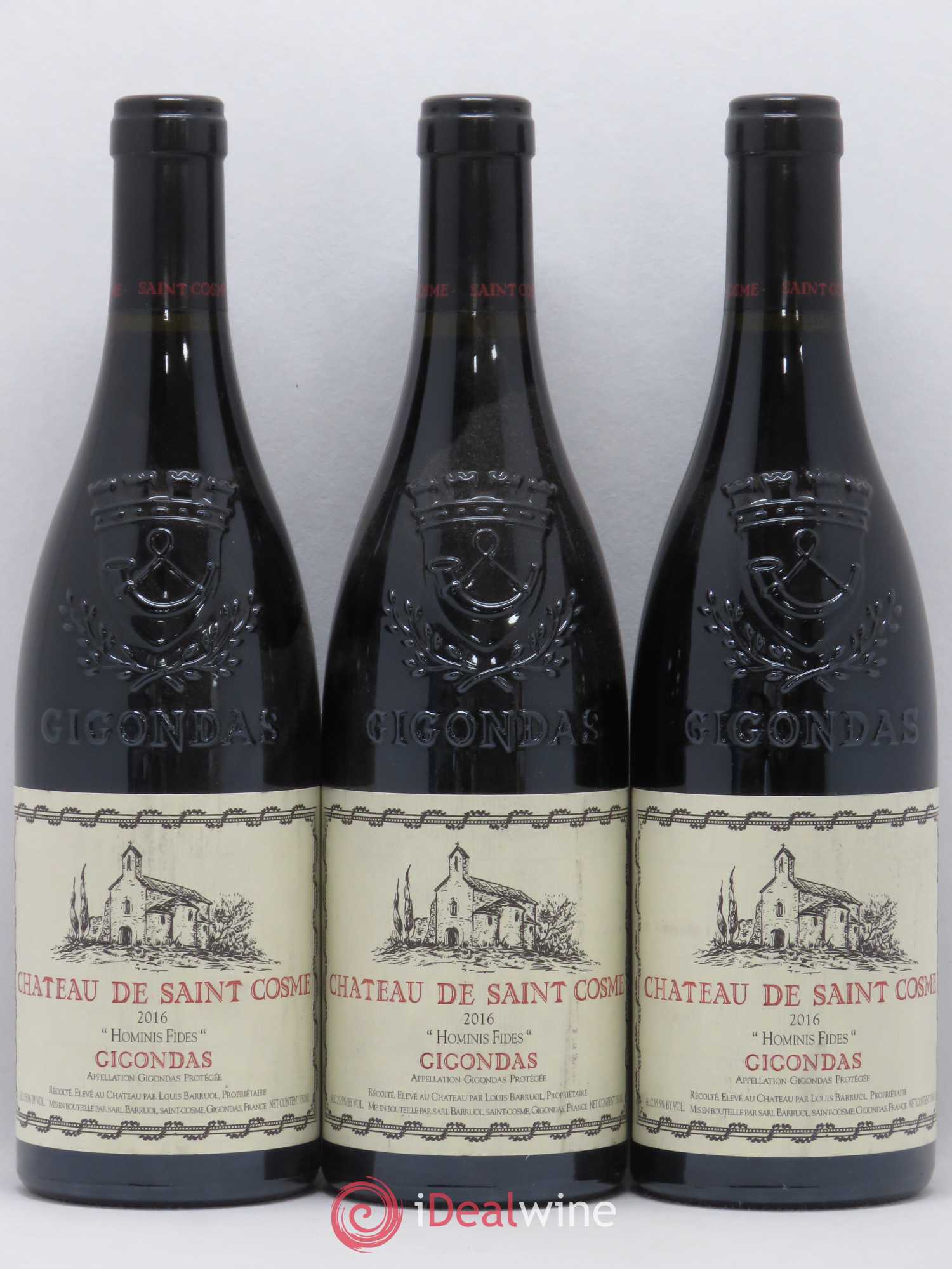 Gigondas Hominis Fides Saint Cosme 2016 - Lot de 3 bouteilles - 0