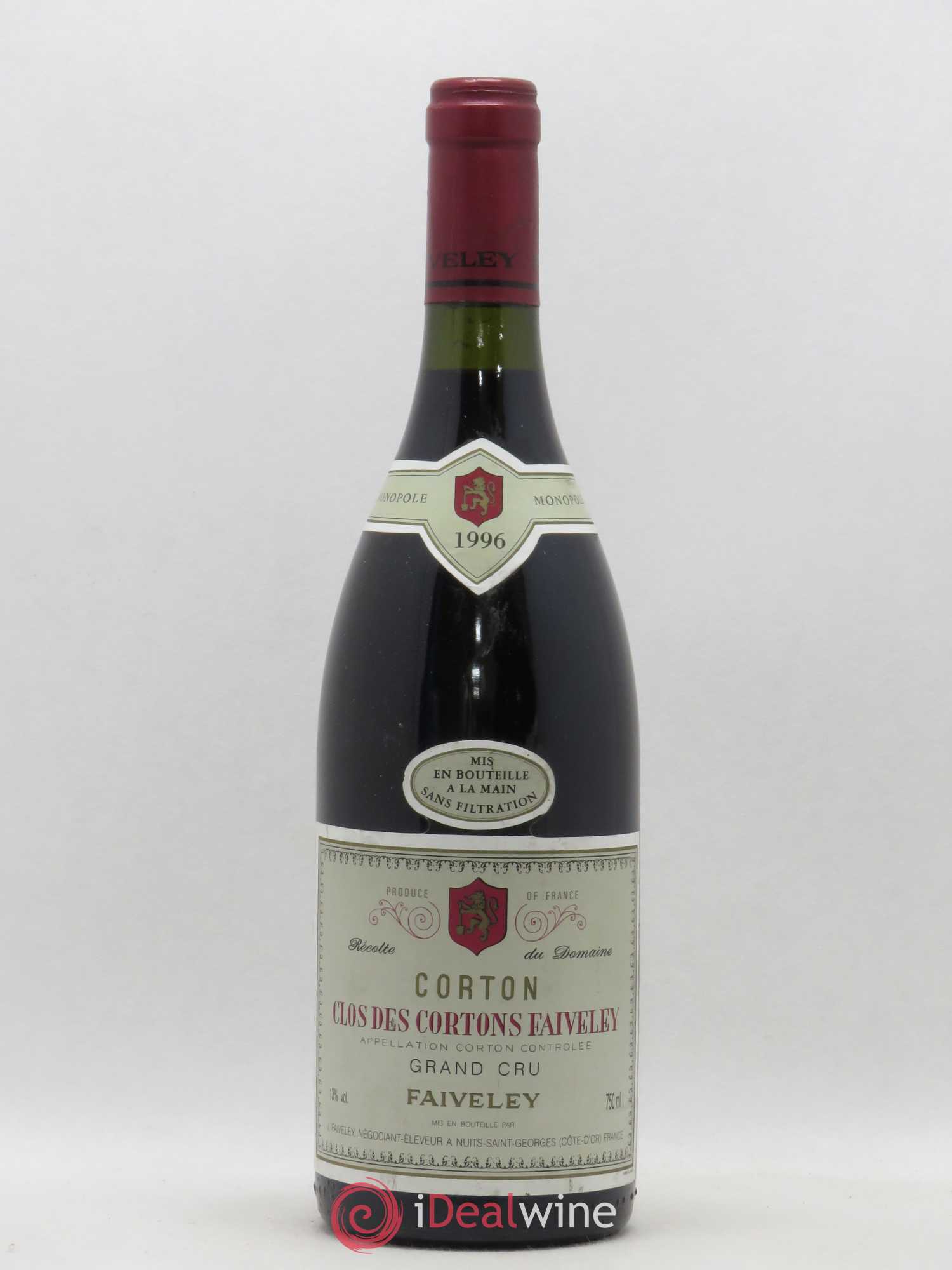Corton Grand Cru Clos des Cortons Faiveley 1996 - Lot de 1 bouteille - 0
