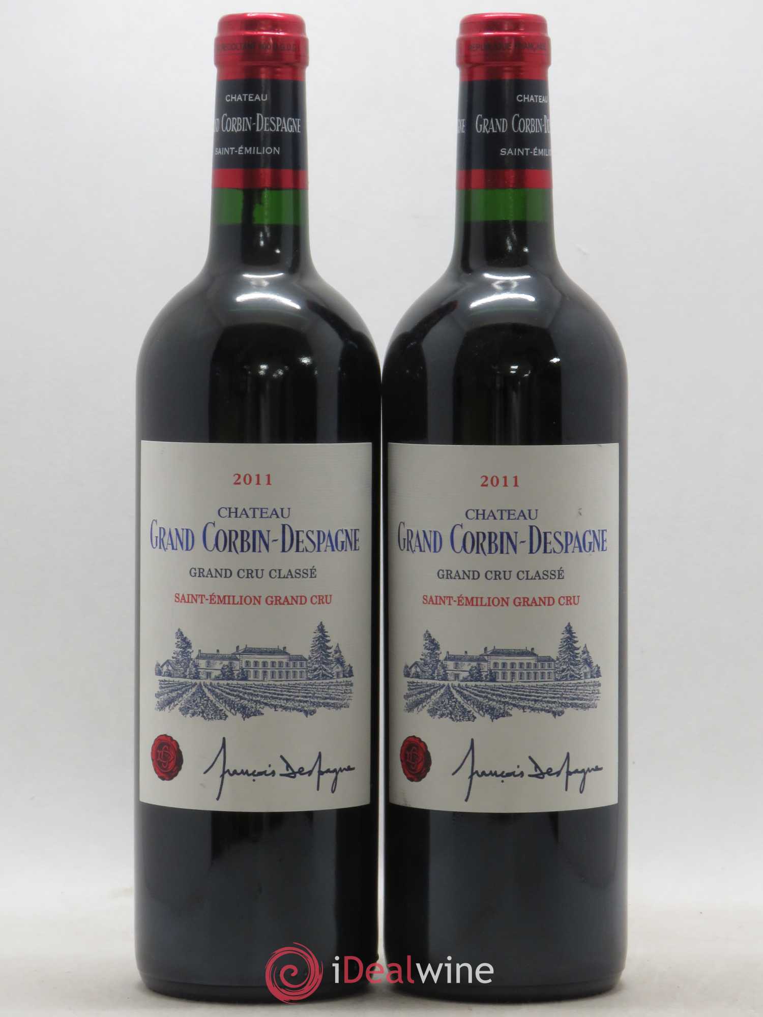 Château Grand Corbin Grand Cru Classé 2011 - Lot de 2 bouteilles - 0