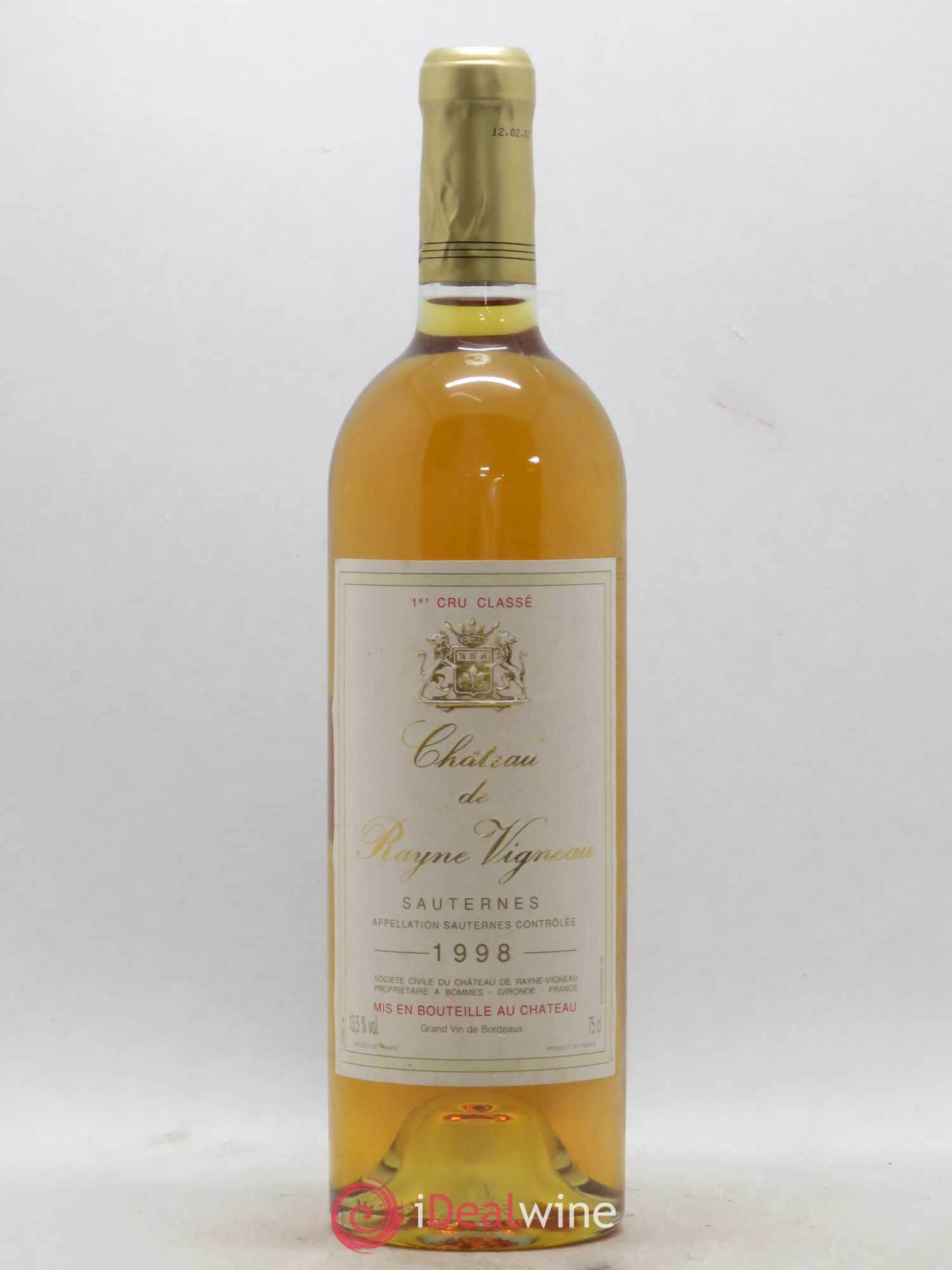 Château de Rayne Vigneau 1er Grand Cru Classé 1998 - Lotto di 1 bottiglia - 0