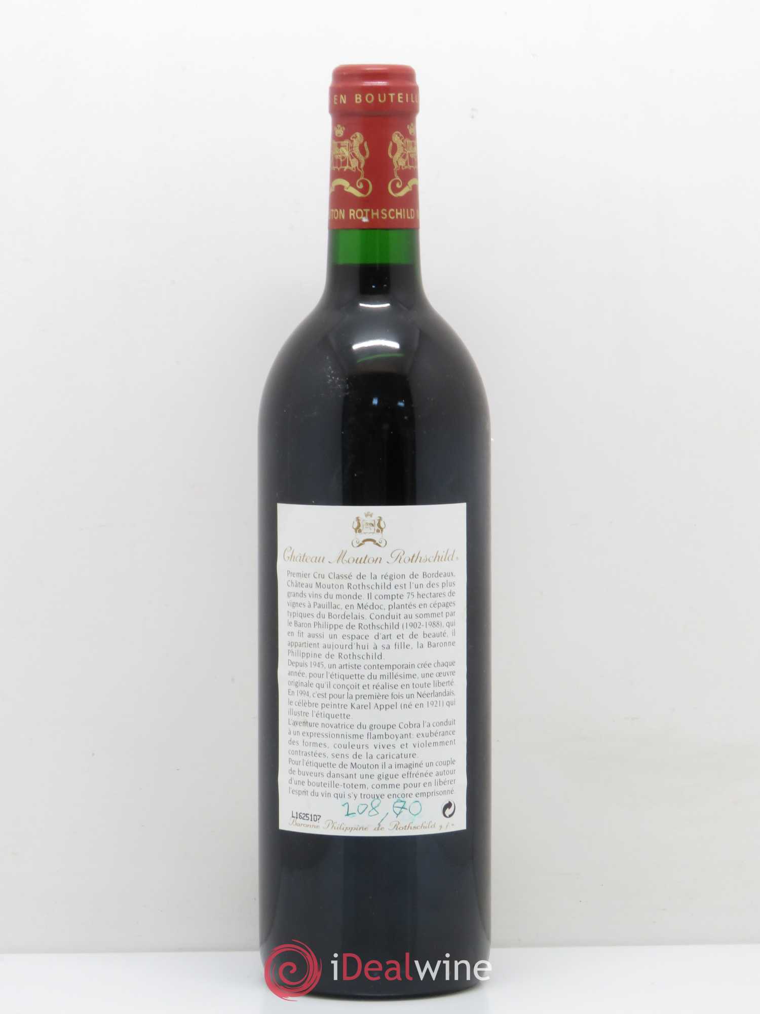 Château Mouton Rothschild 1er Grand Cru Classé 1994 - Lot de 1 bouteille - 1