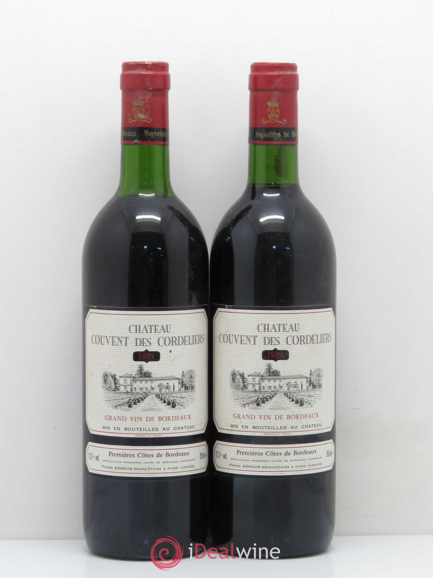 Premières Côtes de Bordeaux Château Couvent des Cordelliers 1989 - Posten von 2 Flaschen - 0